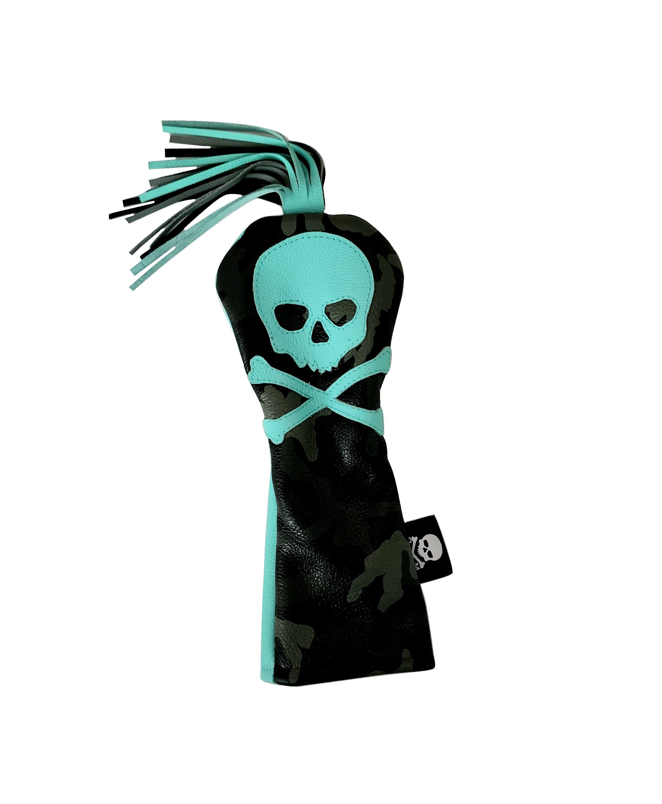 NEW! One-Of-A-Kind! Urban Camo & Tiffany Blue Skull & Bones Tassel Fairway Wood headcover! - Robert Mark Golf