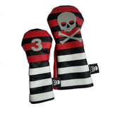 Red Rugby Stripe with Skull & Bones Pair of Headcovers - Robert Mark Golf