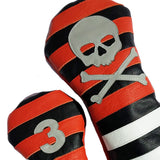 Orange Rugby Stripe with Skull & Bones Pair of Headcovers - Robert Mark Golf