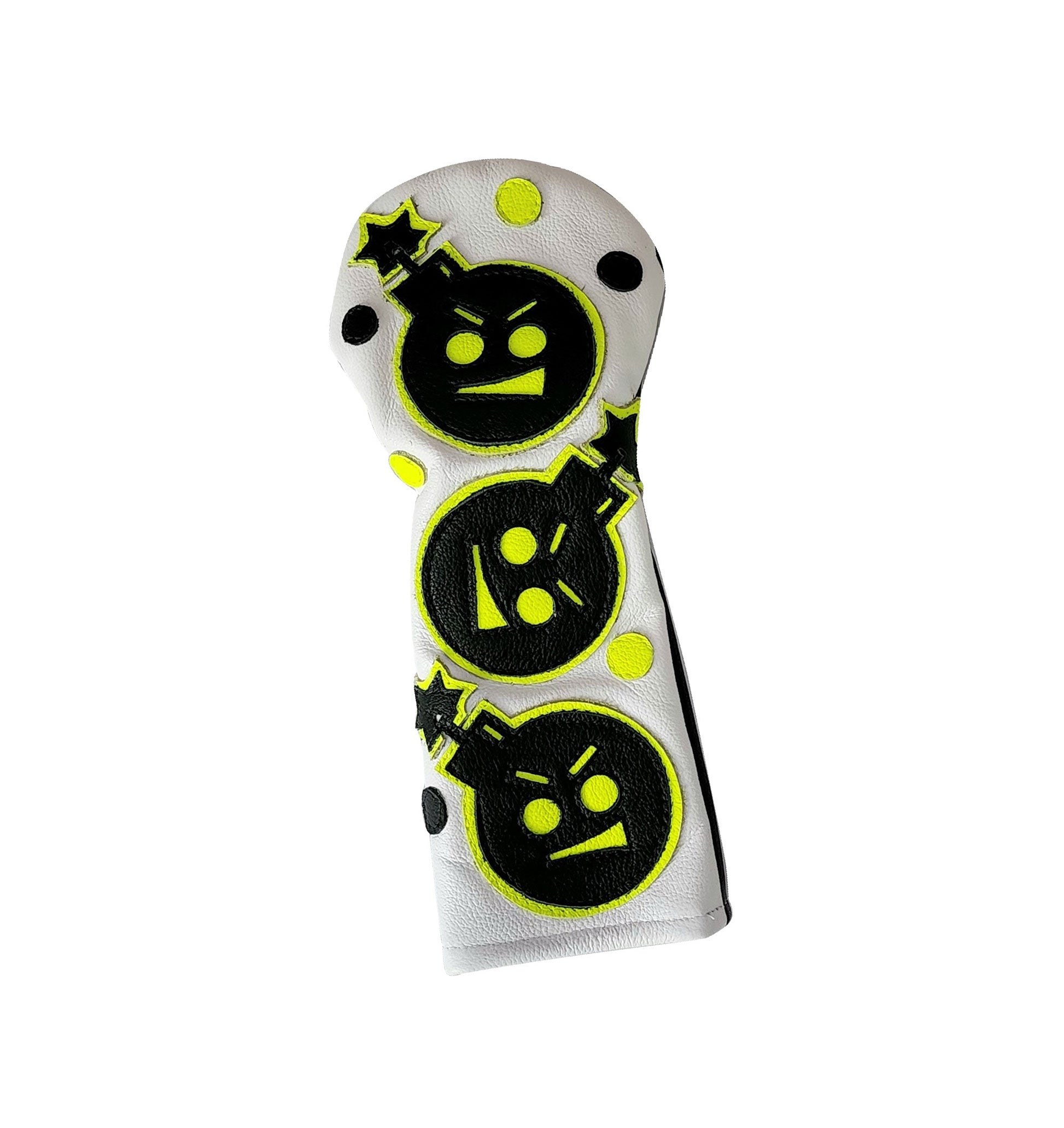 One of a Kind! Dancing Neon Yellow and Black "Angry Bombs" Fairway Wood Headcover - Robert Mark Golf