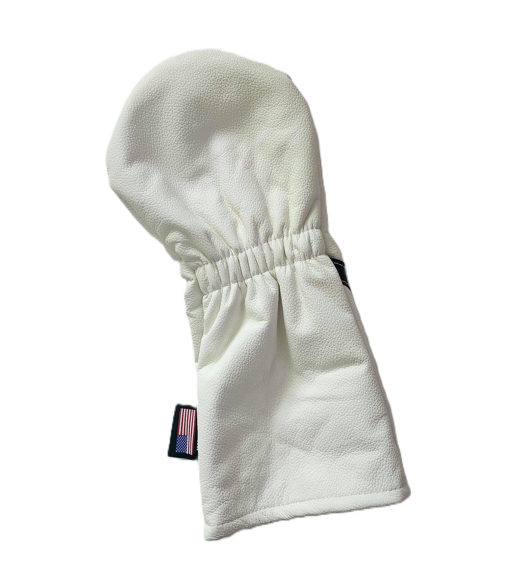 NEW! Black Alligator Skull & Bones on white leather Driver Headcover.