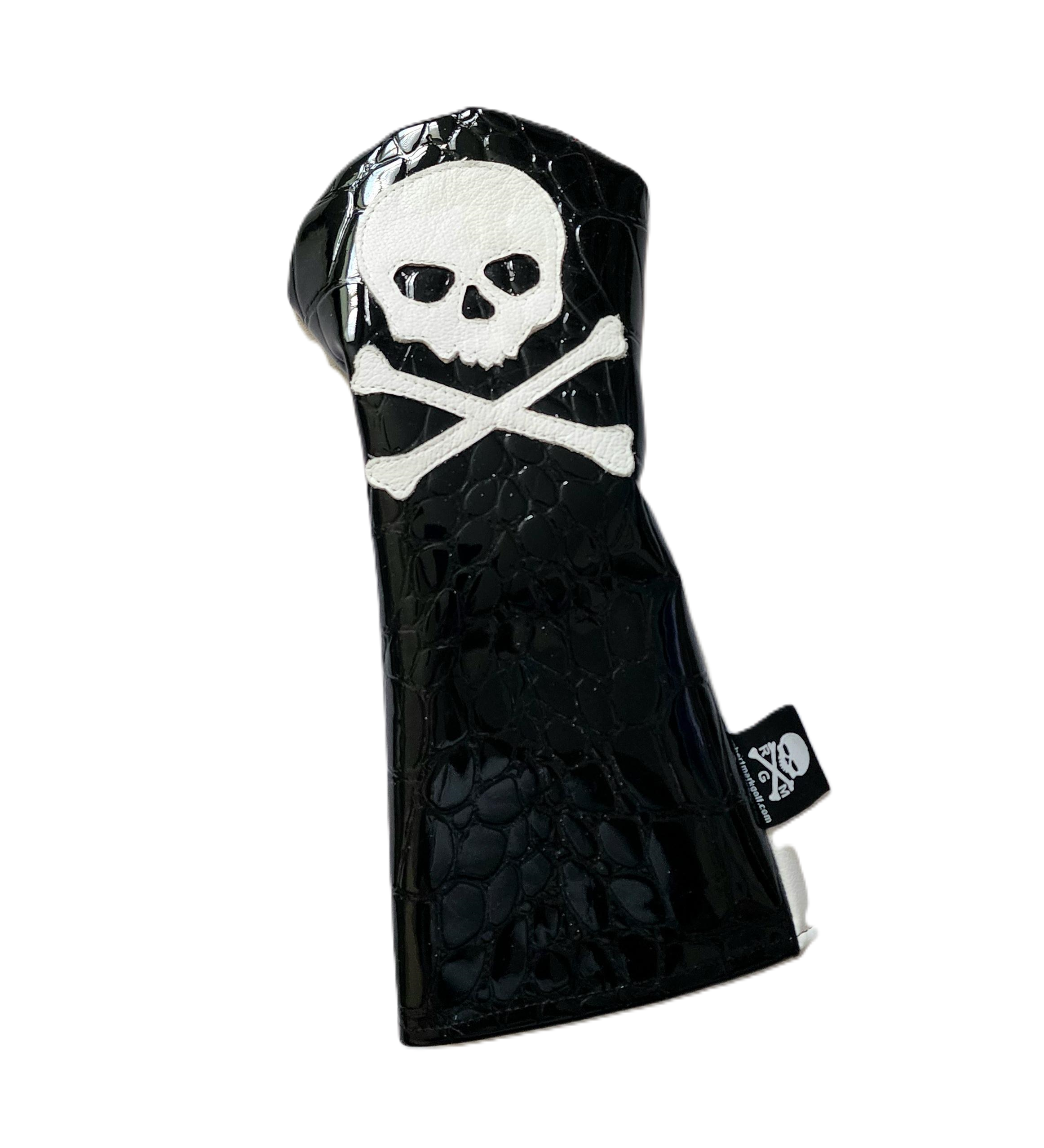 One-Of-A-Kind! Black Alligator Embossed Skull & Bones Driver headcover! - Robert Mark Golf