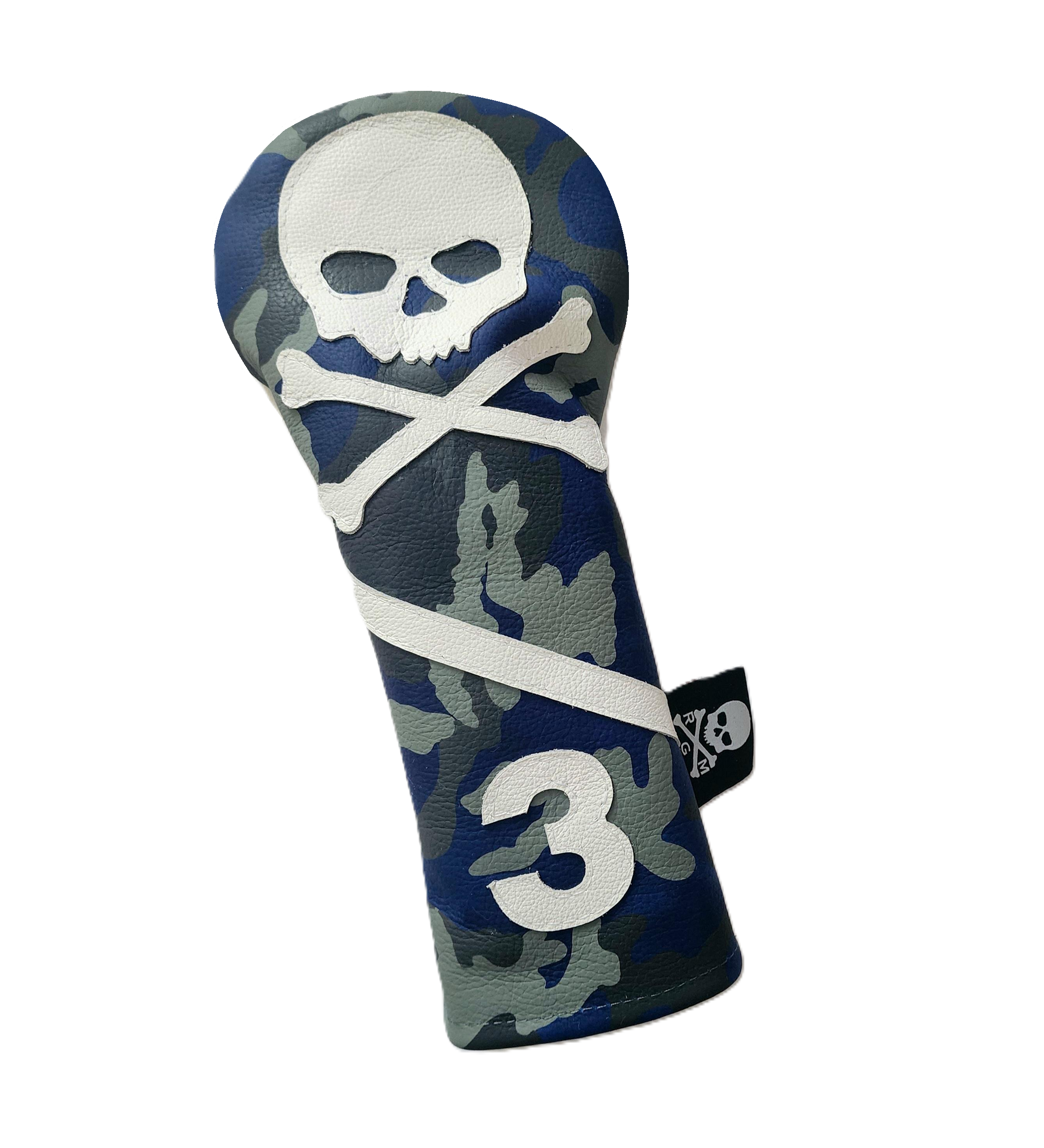 NEW! Limited Edition! Blue Camo Skull & Bones Fairway 3 Wood Headcover! - Robert Mark Golf