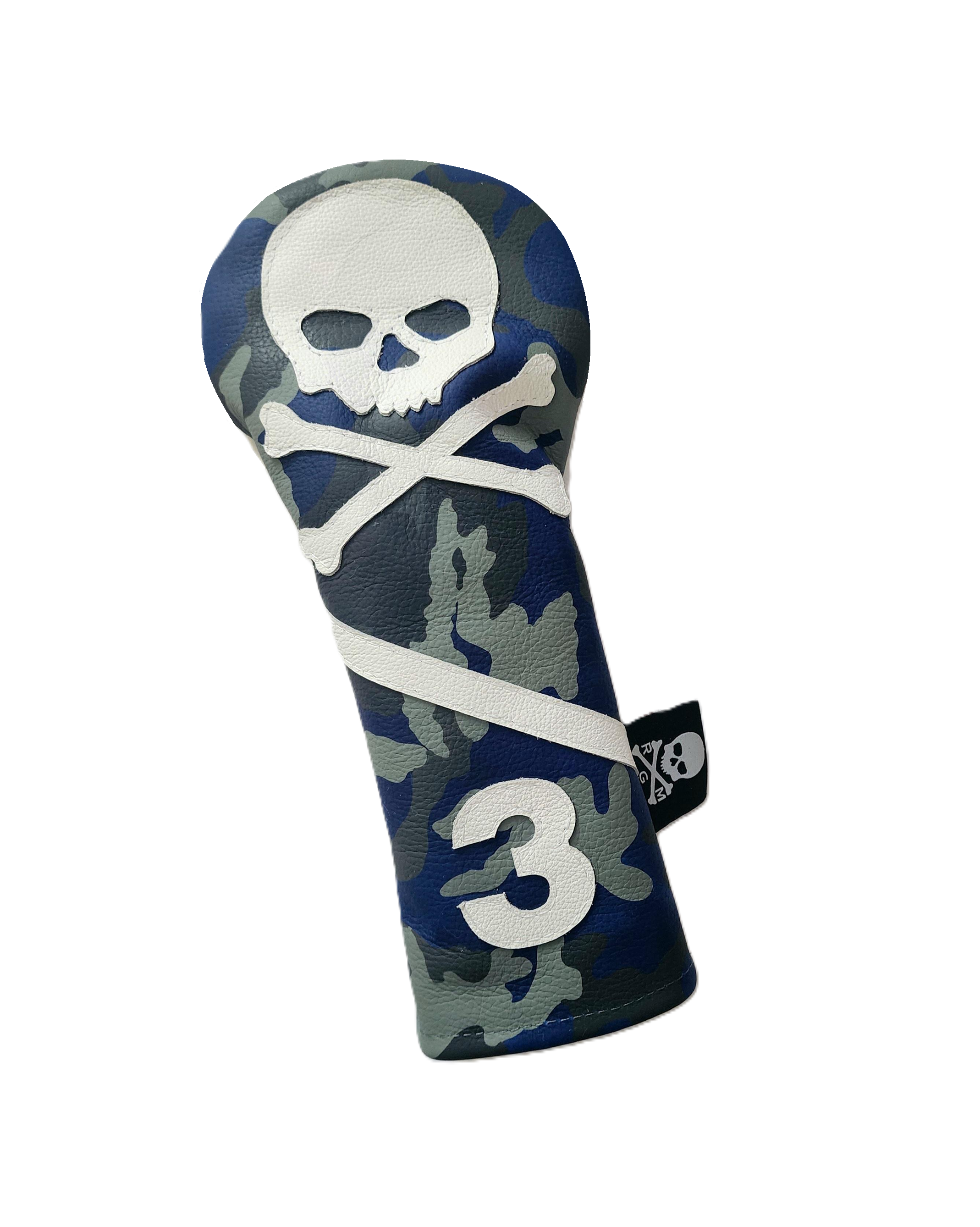 NEW! Limited Edition! Blue Camo Skull & Bones Fairway 3 Wood Headcover! - Robert Mark Golf