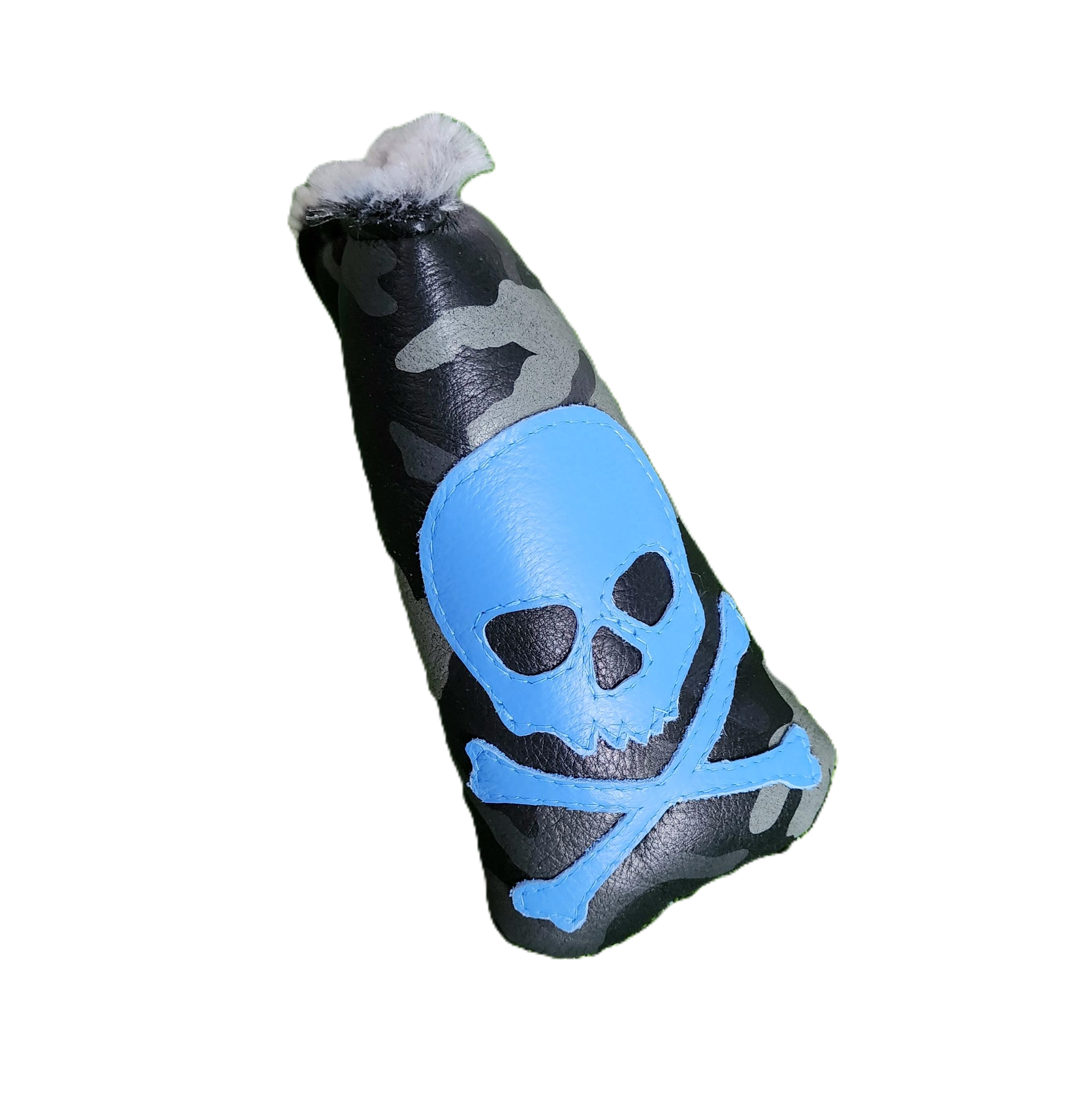 Limited Edition! Blue Urban Camo, Skull & Bones Blade Putter Headcover! - Robert Mark Golf