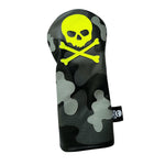 Robert Mark Golf limited edition urban camo neon skull and bones driver headcover with grey camouflage pattern.