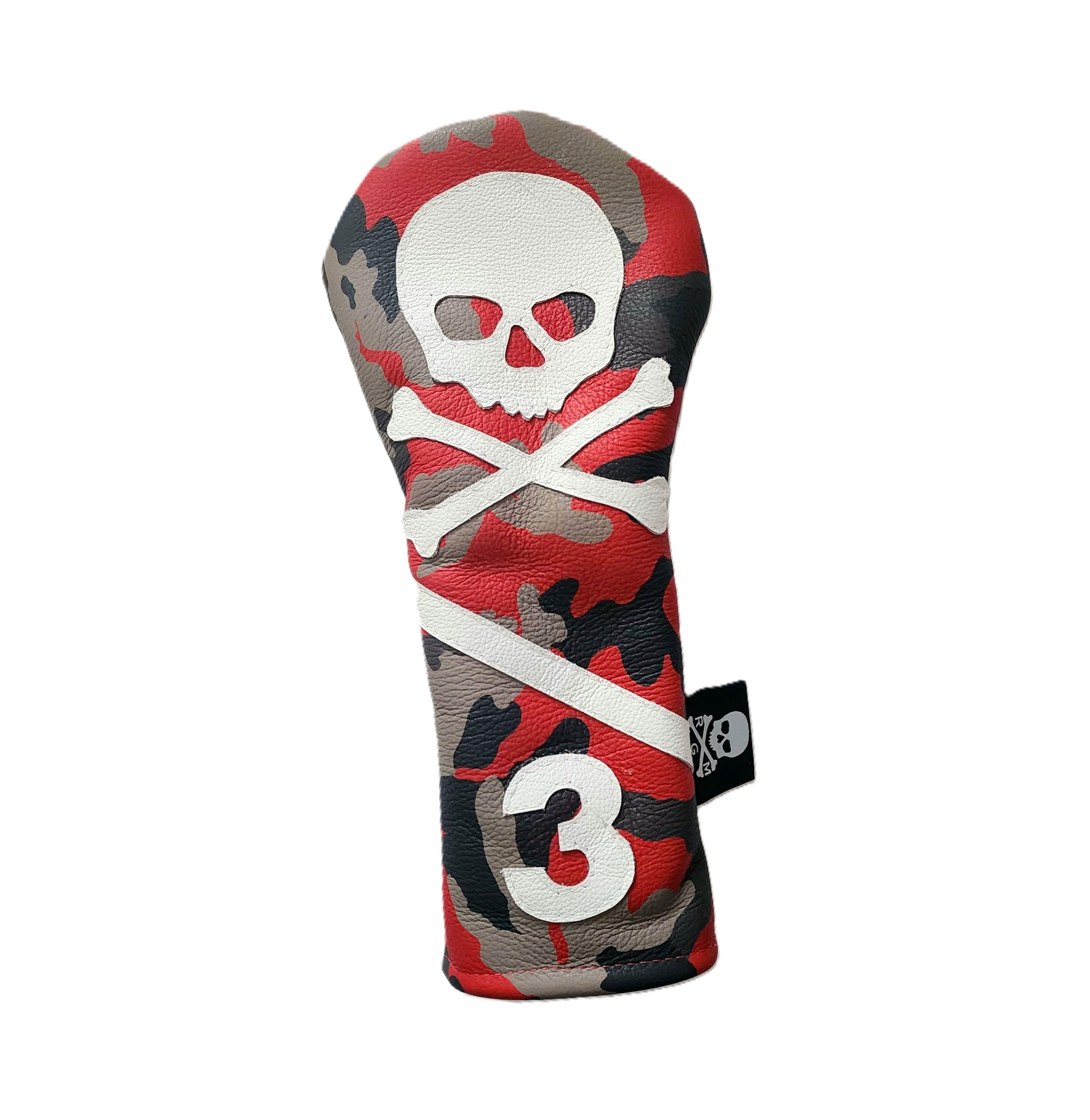 NEW! Limited Edition! Red Camo Skull & Bones Fairway 3 Wood Headcover! - Robert Mark Golf