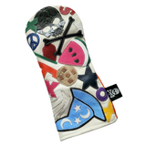 Robert Mark Golf collage driver headcover with vibrant, artistic design, protecting golf club with a stylish, limited edition look.