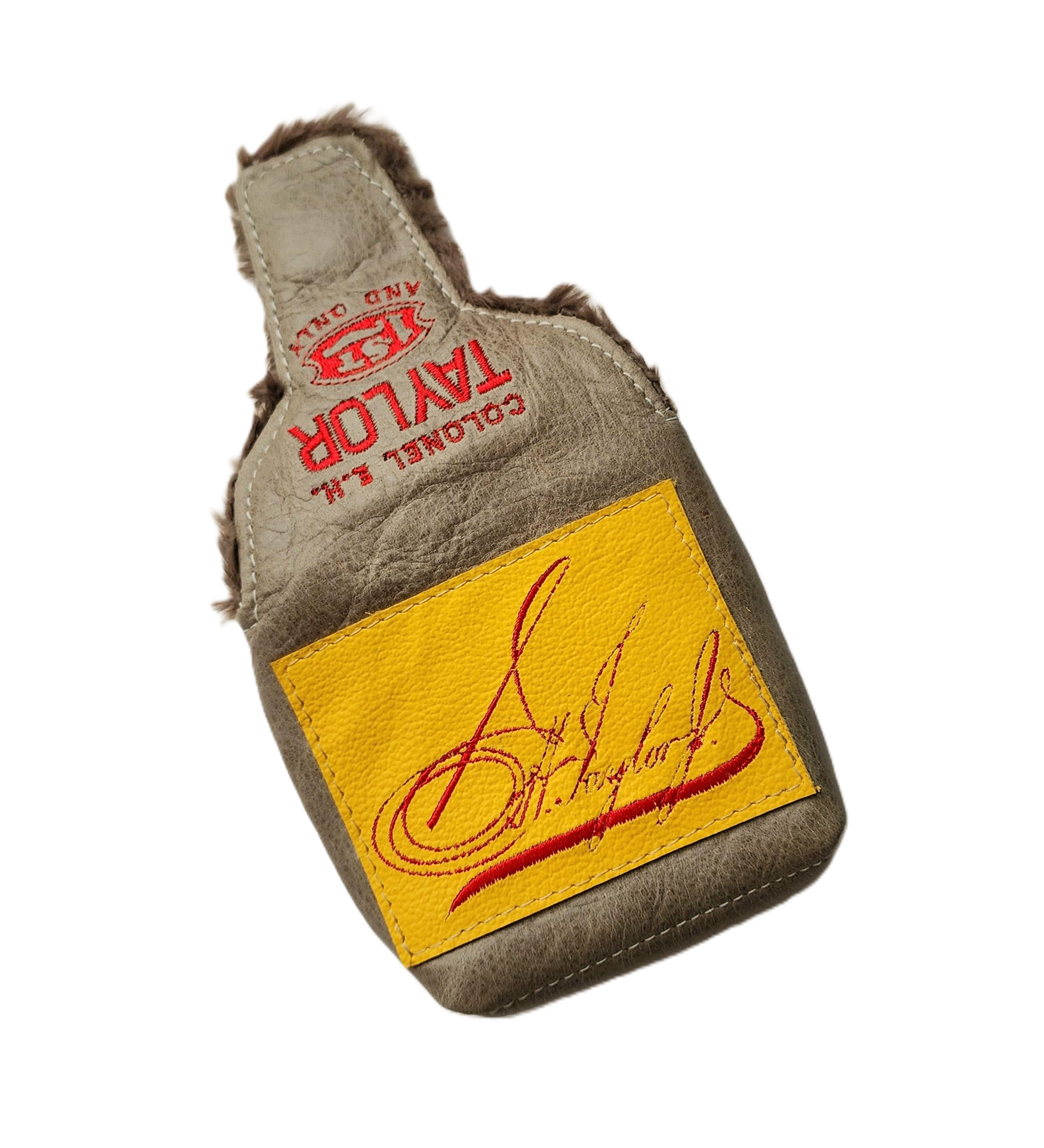 Rare! EH Taylor Bourbon, baseball glove leather upcycled Mallet Putter headcover! - Robert Mark Golf
