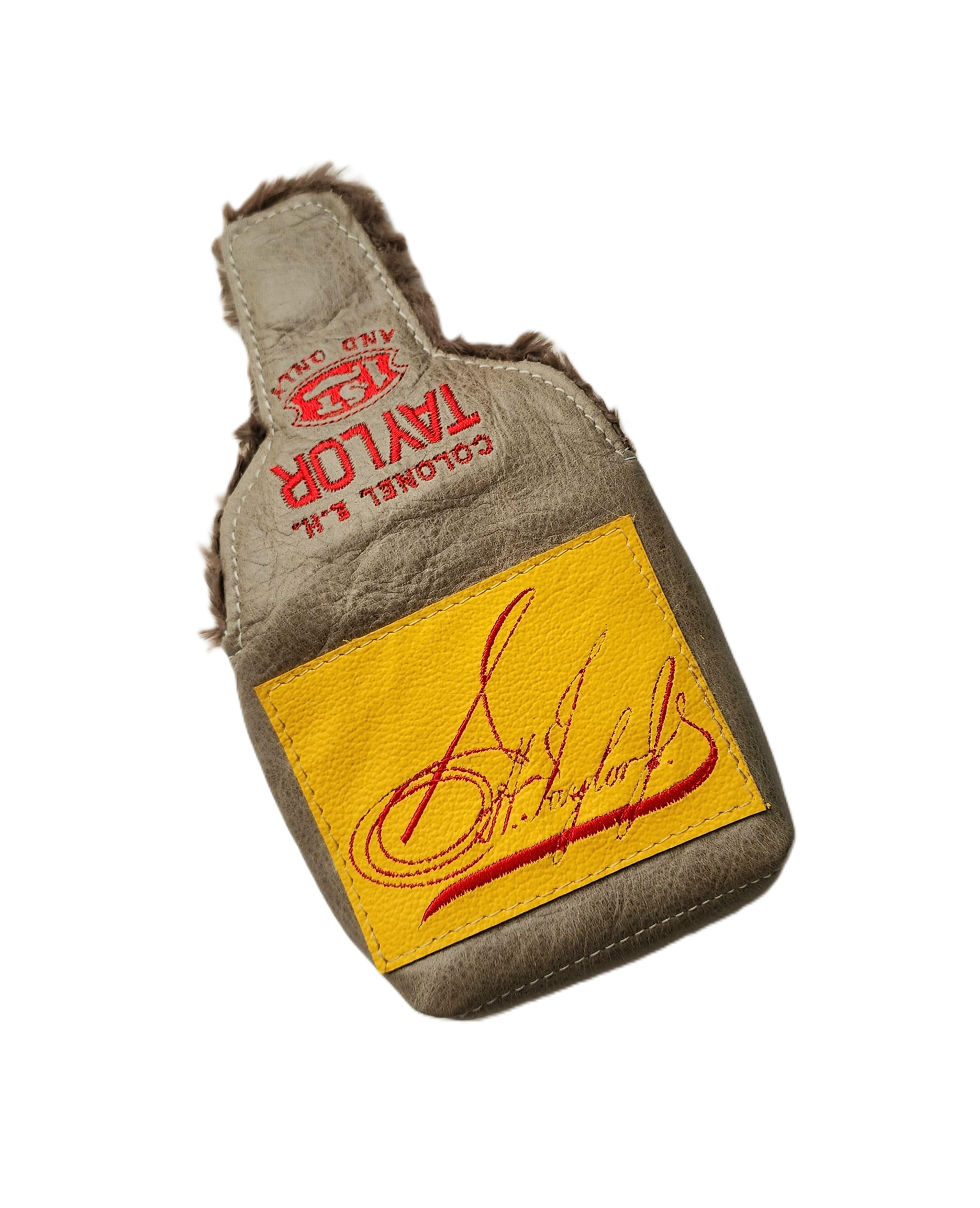 Rare! EH Taylor Bourbon, baseball glove leather upcycled Mallet Putter headcover! - Robert Mark Golf