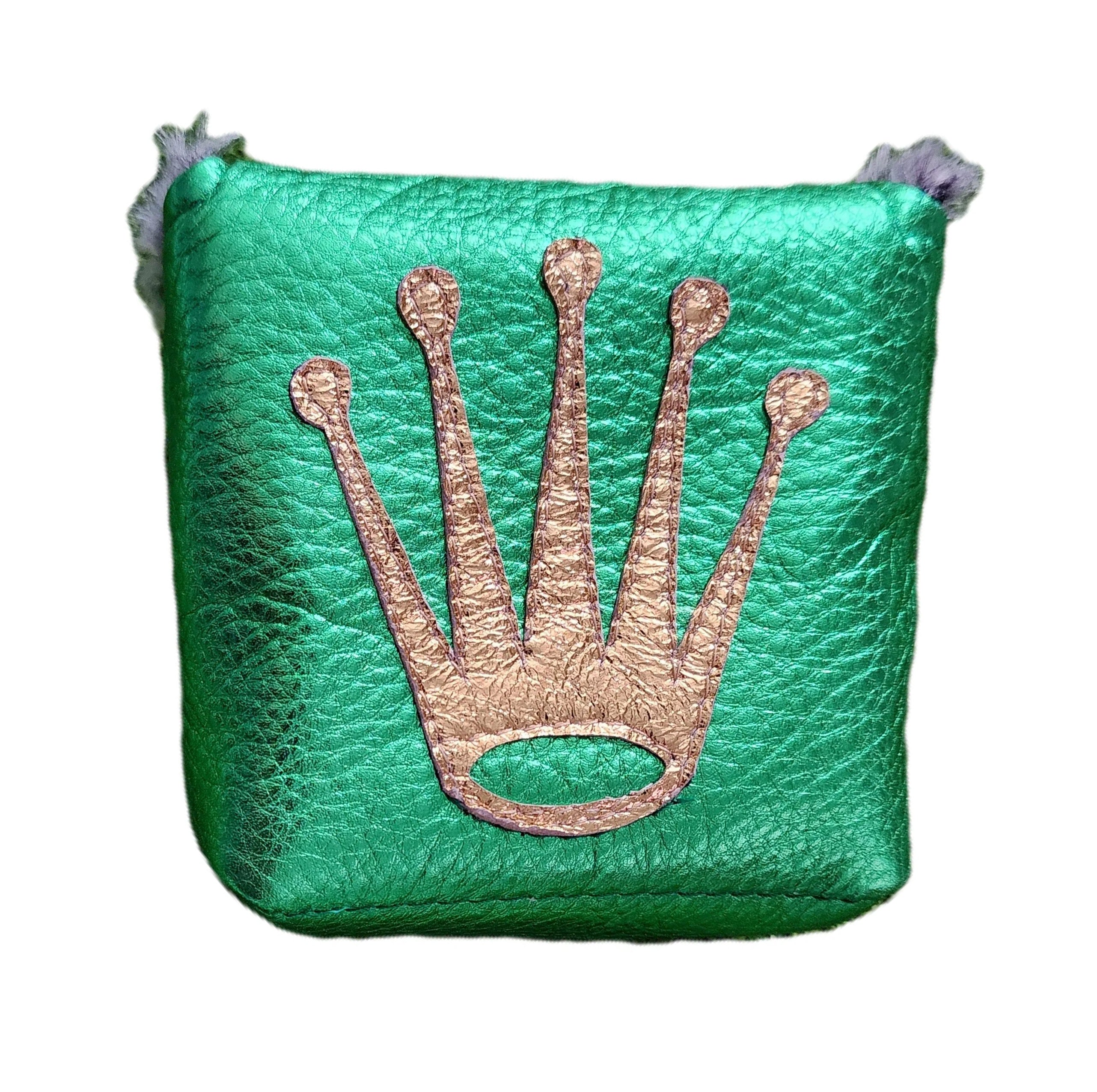 New! One-Of-A-Kind! Rolex Crown inspired, Metallic leather Mallet Putter Headcover - Robert Mark Golf