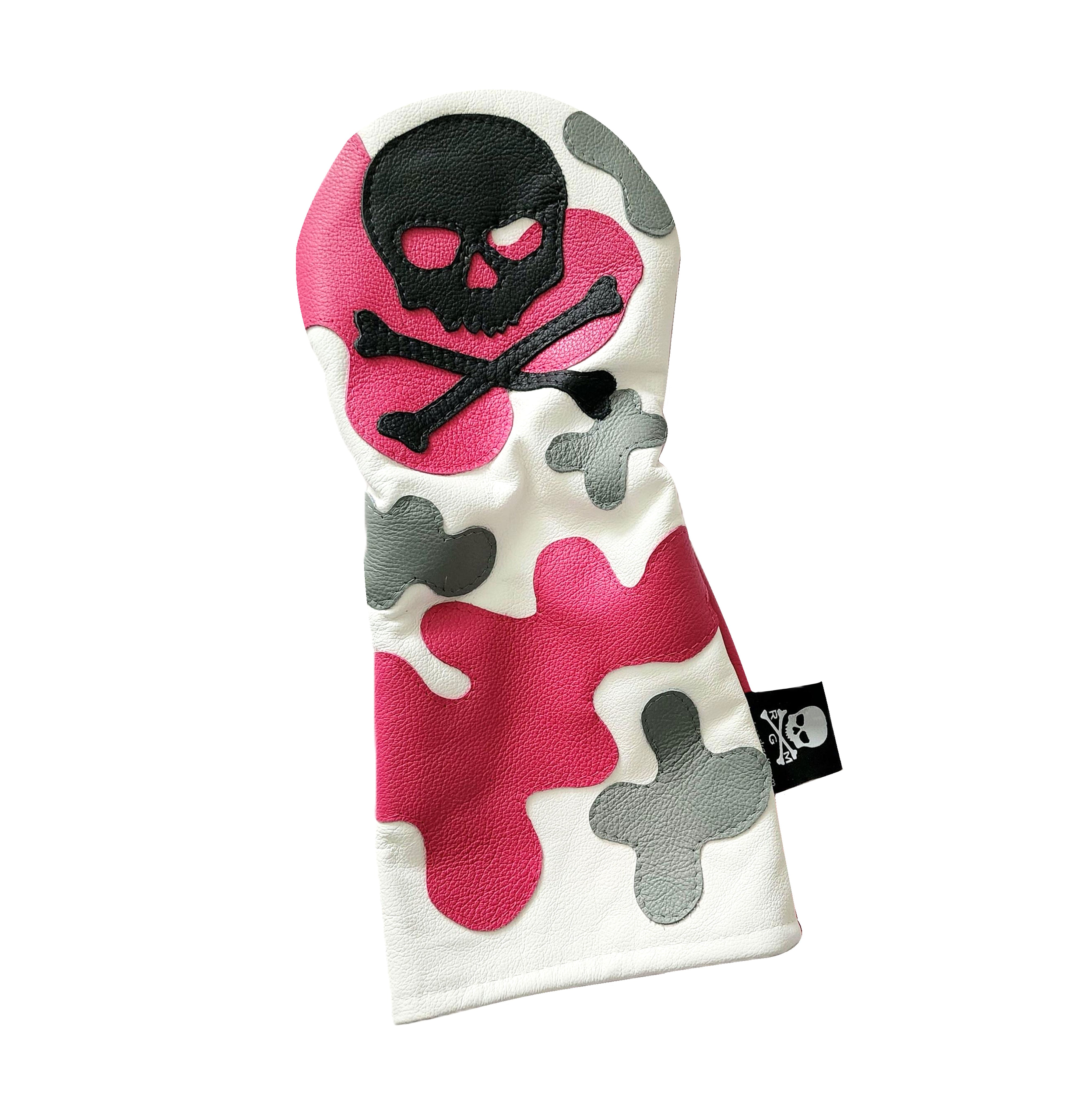 RMG Hot Pink Camo Skull & Bones Driver, Fairway, or Hybrid Headcover - Robert Mark Golf