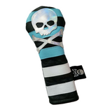 NEW! The Lt. Blue, White & Metallic Skull & bones Rugby Stripe Fairway Wood Headcover!