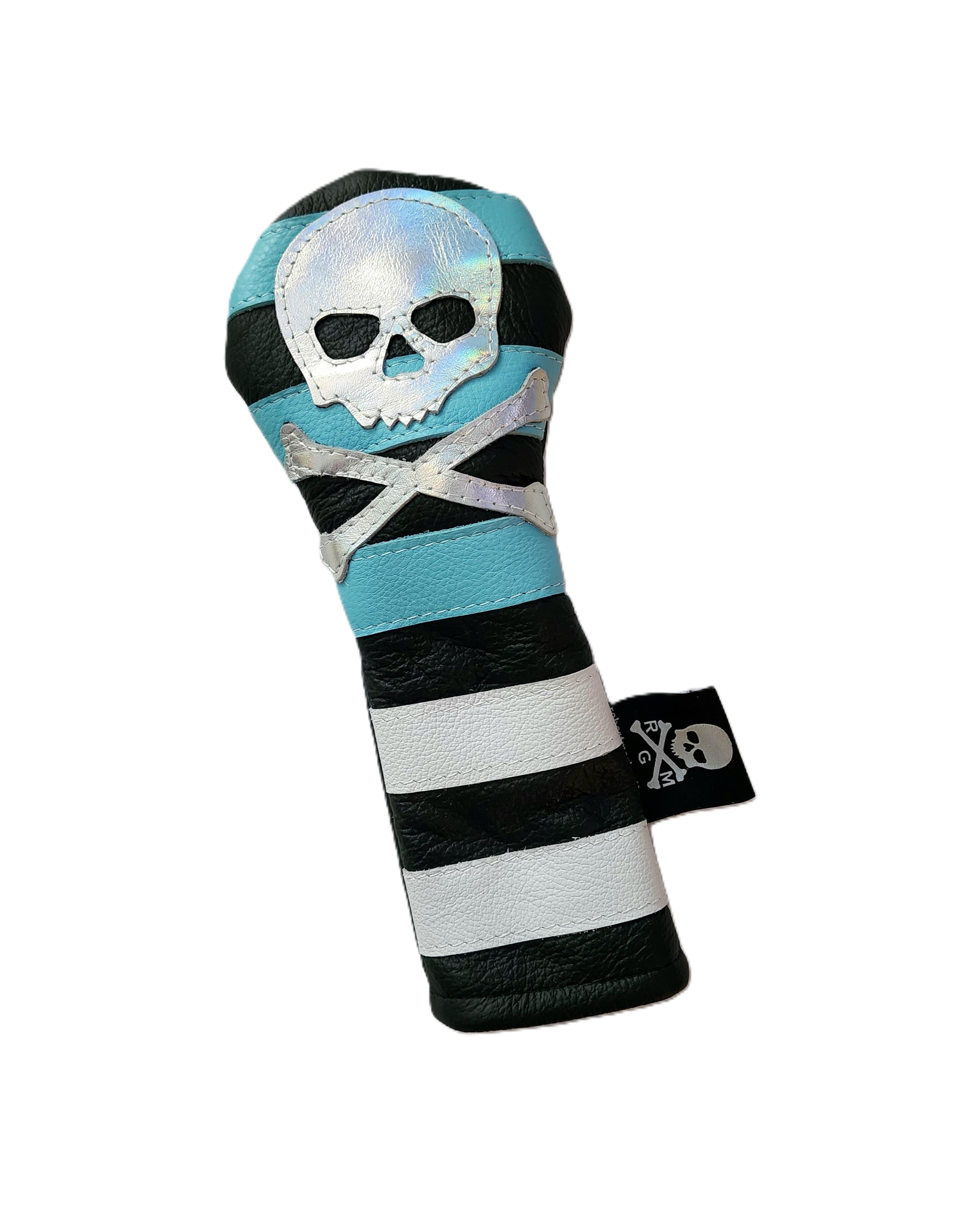 NEW! The Lt. Blue, White & Metallic Skull & bones Rugby Stripe Fairway ...