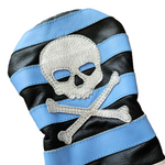One-Of-A-Kind! The Metallic Silver Skull & Bones Rugby Stripe Driver Headcover - Robert Mark Golf