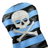 One-Of-A-Kind! The Metallic Silver Skull & Bones Rugby Stripe Driver Headcover - Robert Mark Golf