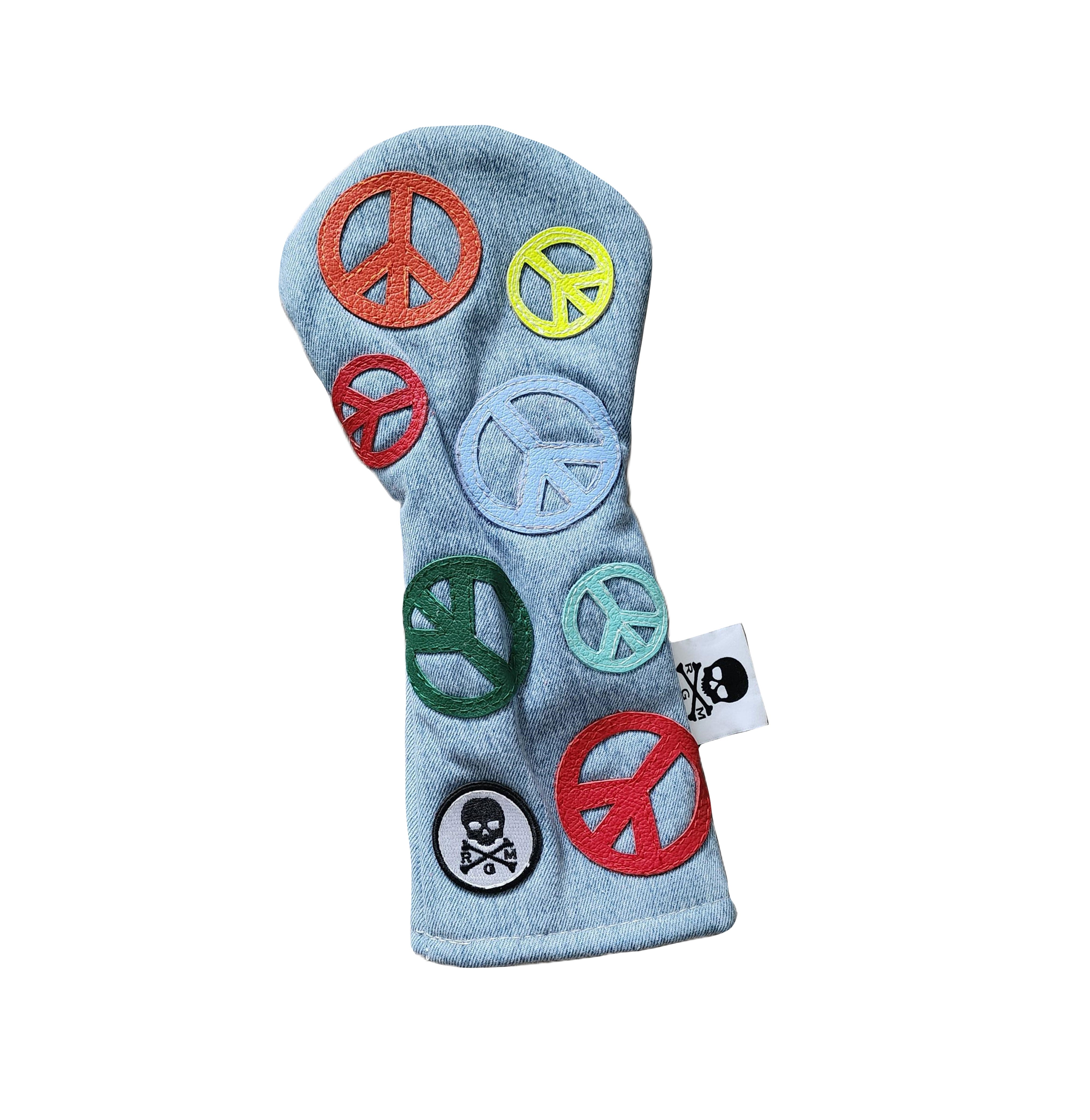 New! Limited Edition! The RMG Denim Dancing Peace Signs Fairway Wood Headcover! - Robert Mark Golf