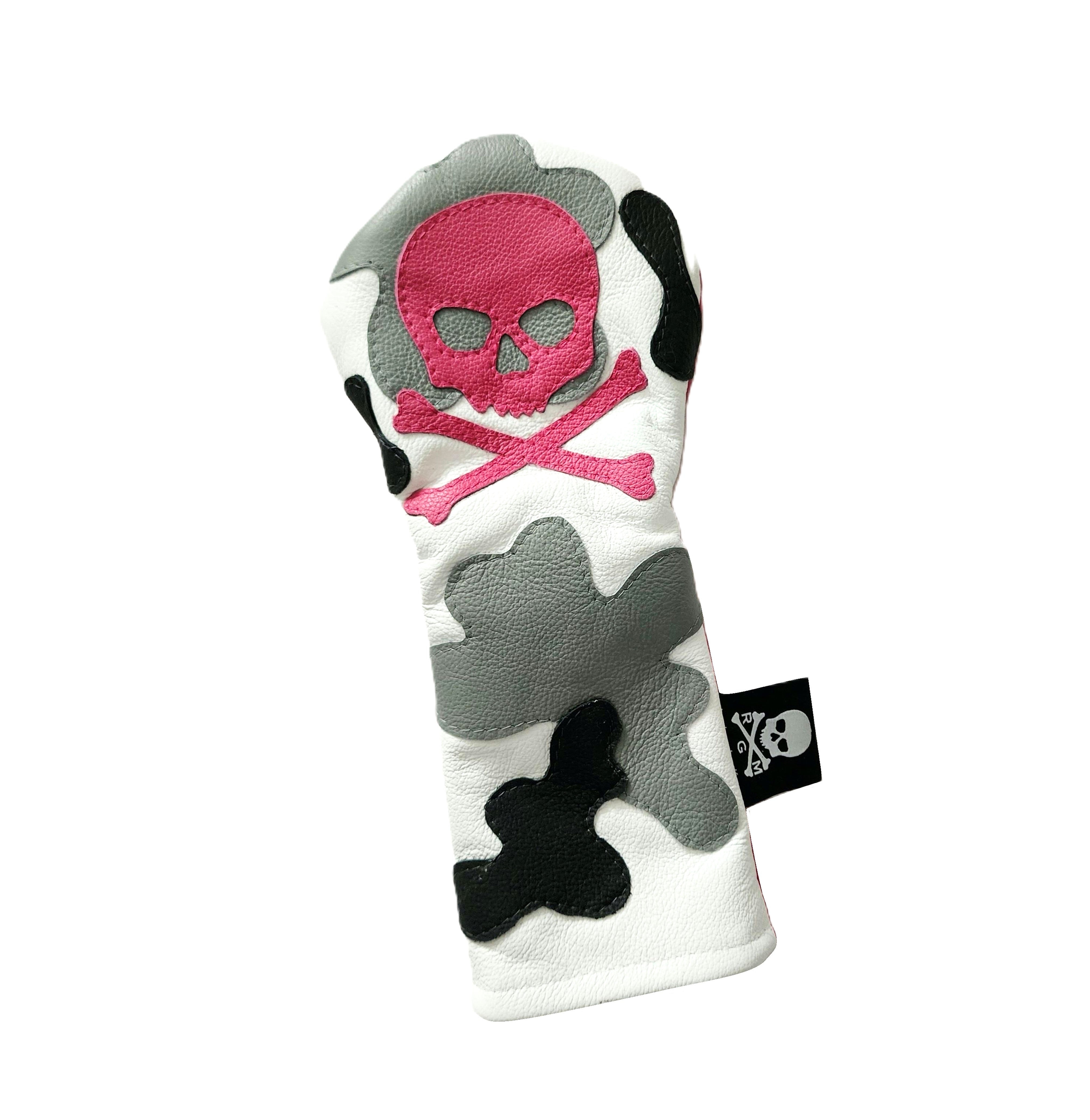RMG Hot Pink Camo Skull & Bones Driver, Fairway, or Hybrid Headcover - Robert Mark Golf