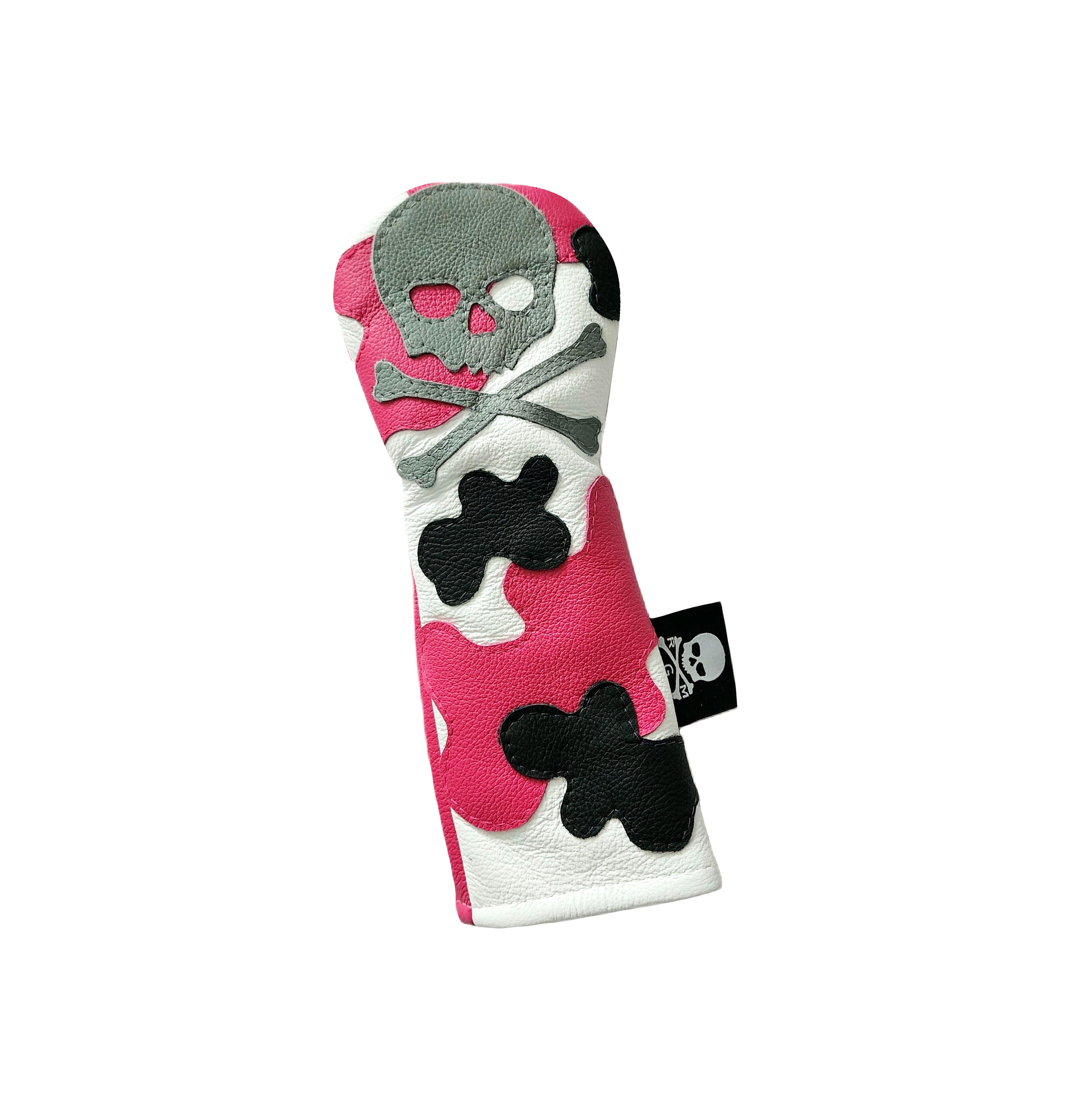 RMG Hot Pink Camo Skull & Bones Driver, Fairway, or Hybrid Headcover - Robert Mark Golf