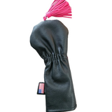 NEW! The RMG Retro Tassel, Black w/ Pink Skull & Bones Fairway Wood Headcover