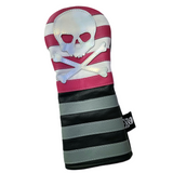 NEW! The Pink, White & Metallic Skull & bones Rugby Stripe Driver Headcover!