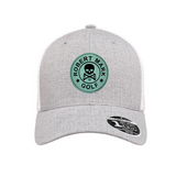 NEW! The RMG "Leather Patch", Flexfit Snapback 110 Hat, Grey/White!