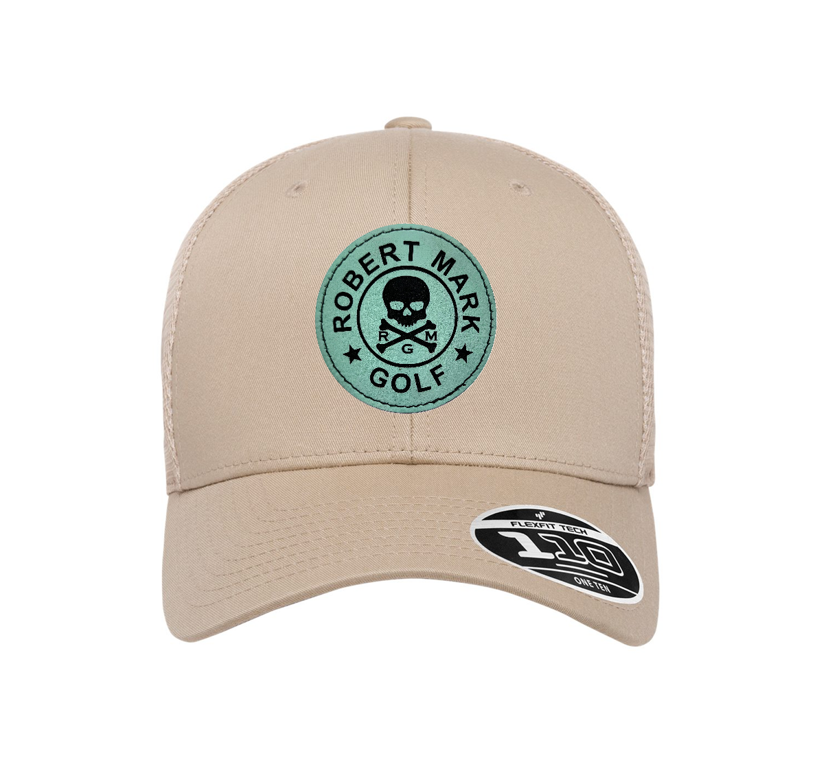 NEW! The RMG "Leather Patch", Flexfit Snapback 110 Hat, Tan! - Robert Mark Golf