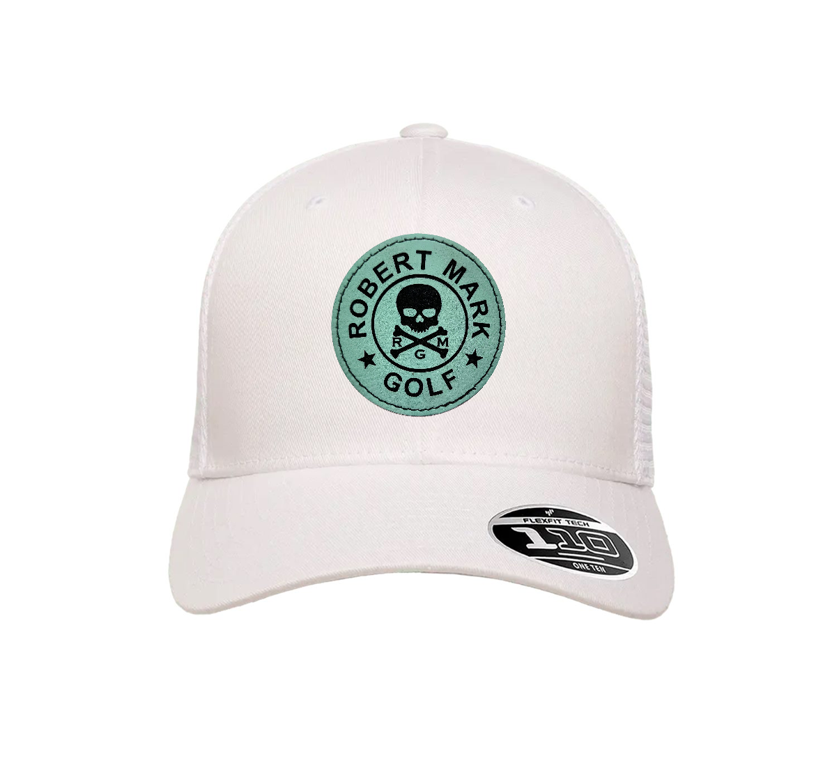 NEW! The RMG "Leather Patch", Flexfit Snapback 110 Hat, White! - Robert Mark Golf