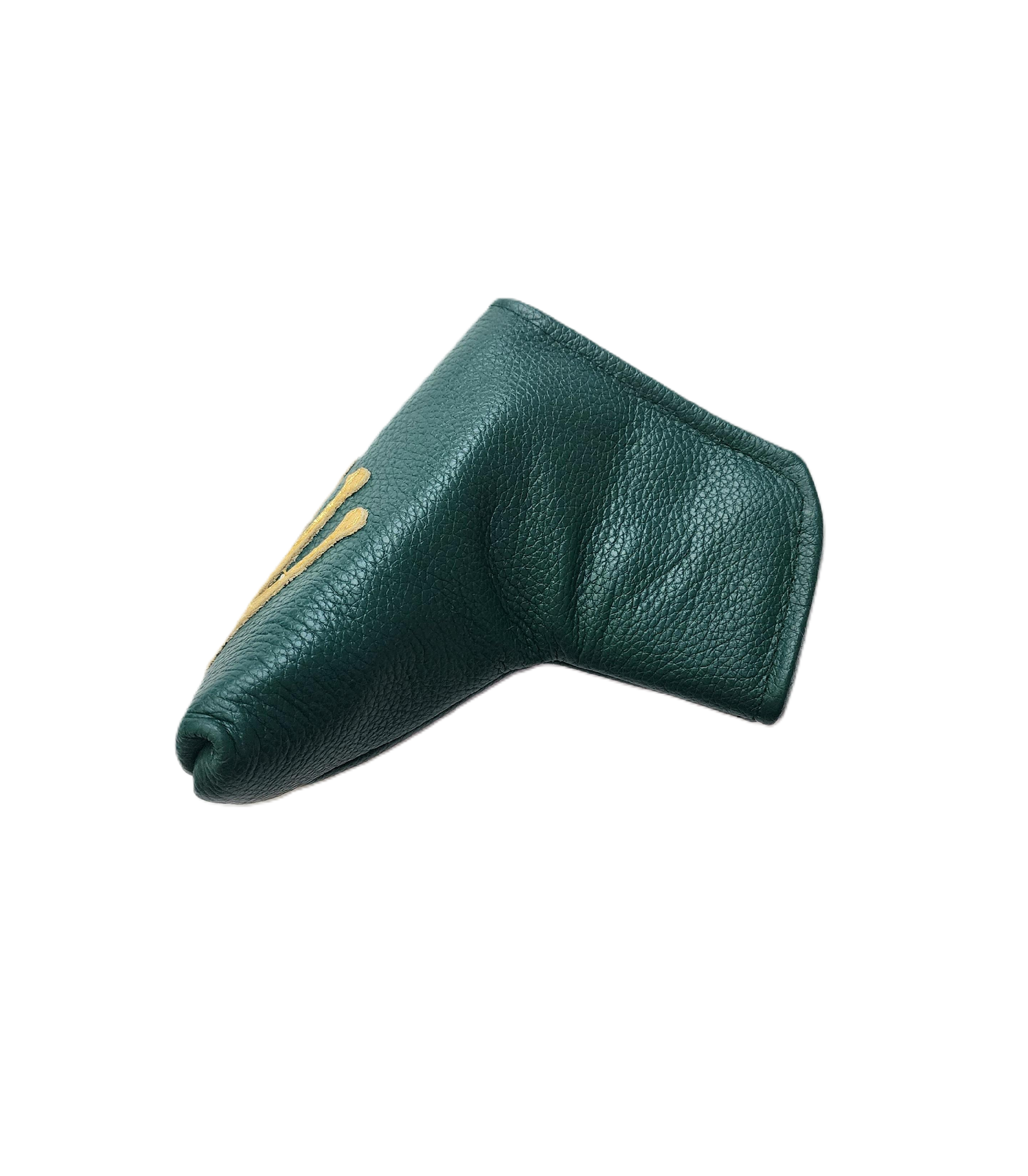 Dark green Crown Blade Putter Headcover inspired by Rolex, featuring a sleek design and detailed branding by Robert Mark Golf.