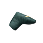 Dark green Rolex-inspired Crown Blade Putter Headcover by Robert Mark Golf, featuring a sleek, one-of-a-kind golf club head protection.