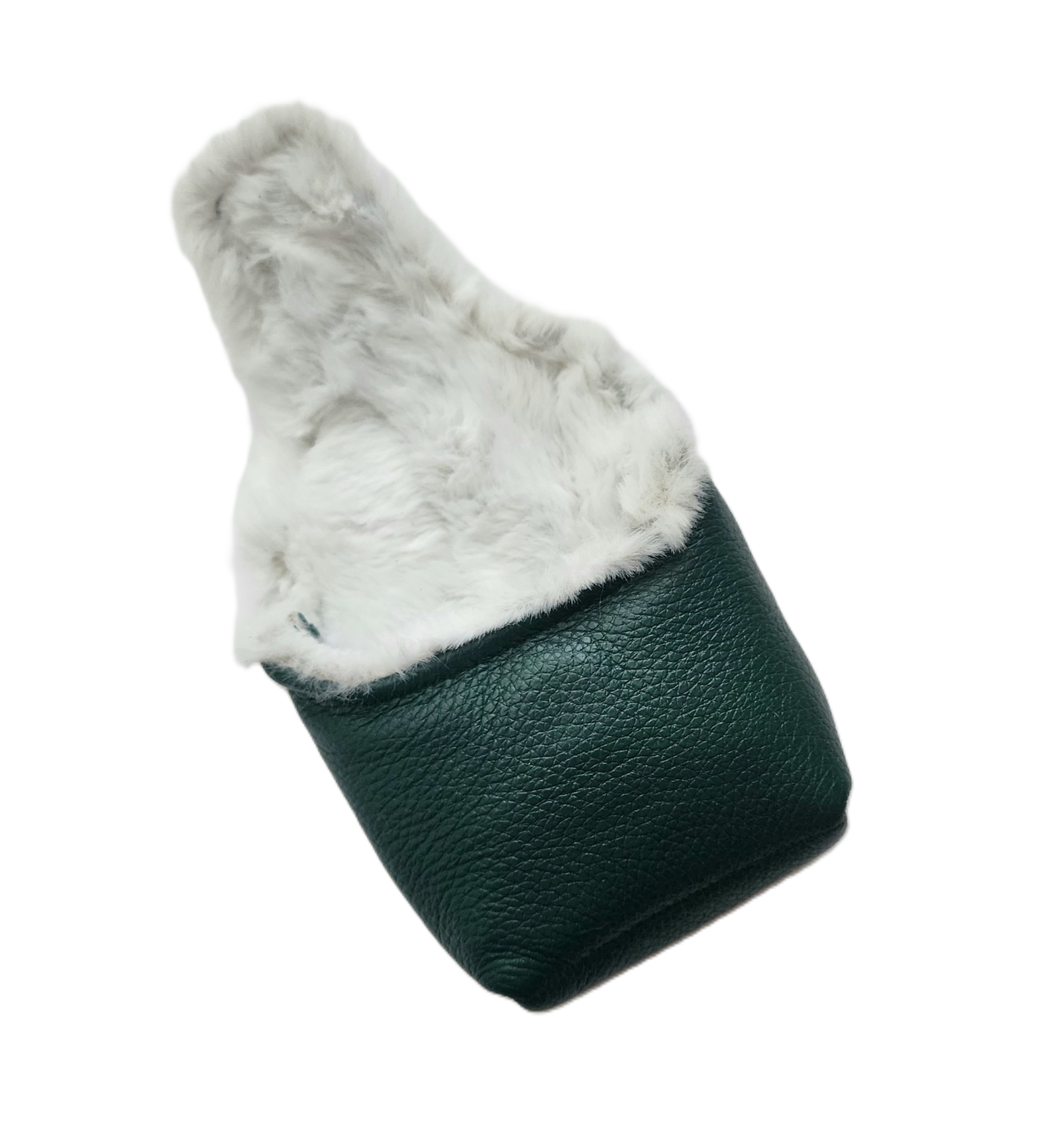 Dark green mallet putter headcover by Robert Mark Golf inspired by Rolex crown, featuring embroidered logo and padded design.