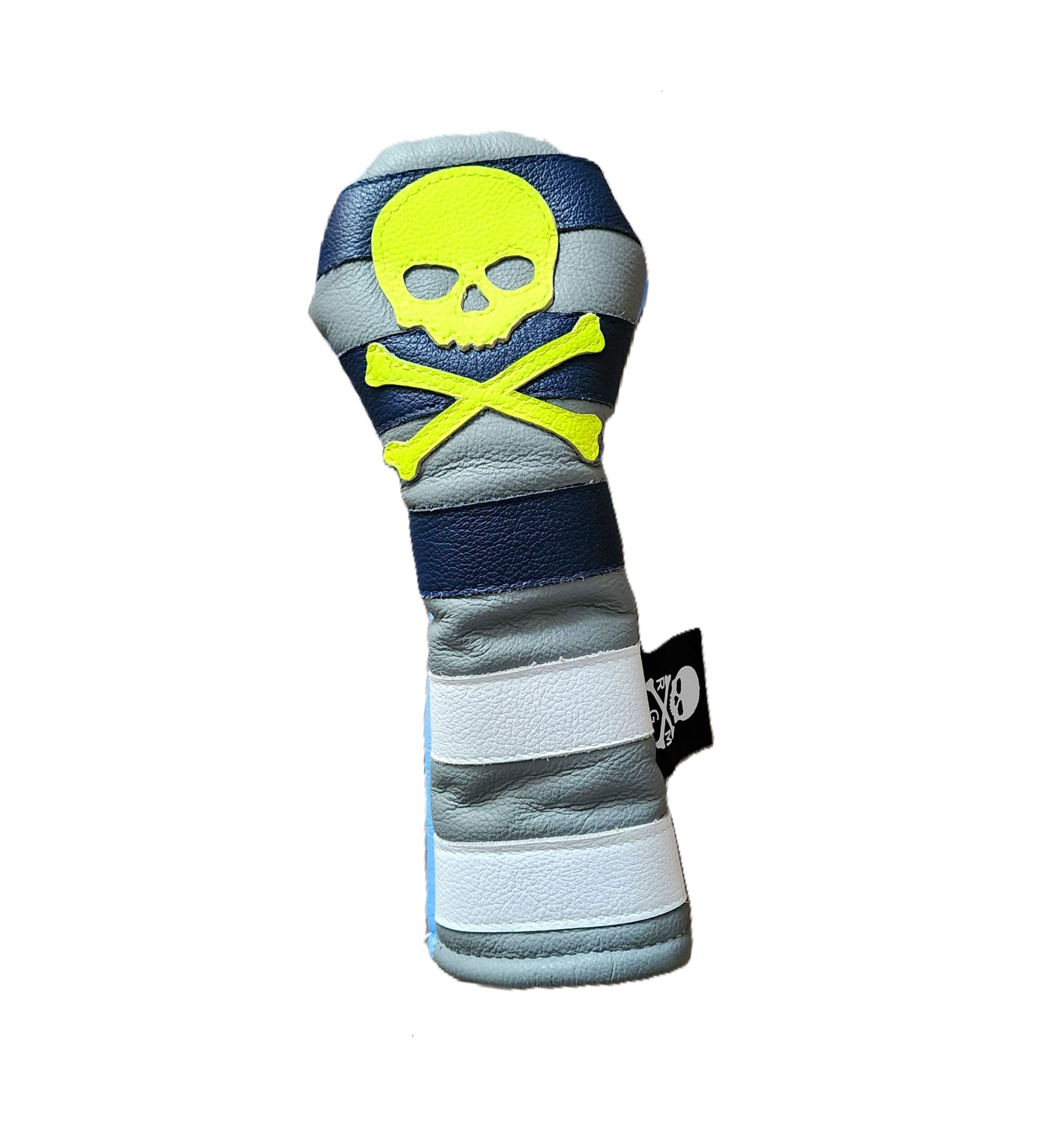 NEW! Neon Skull & Bones Rugby Stripe Hybrid Headcover - Robert Mark Golf