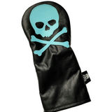 One-Of-A-Kind! Tiffany Blue Skull & Bones, Black leather Driver Headcover. - Robert Mark Golf