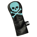 One-Of-A-Kind! Tiffany Blue Skull & Bones, Black leather Fairway Wood Headcover. - Robert Mark Golf