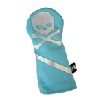 Tiffany Blue inspired & Holographic Metallic Silver Skull & Bones Driver headcover. - Robert Mark Golf