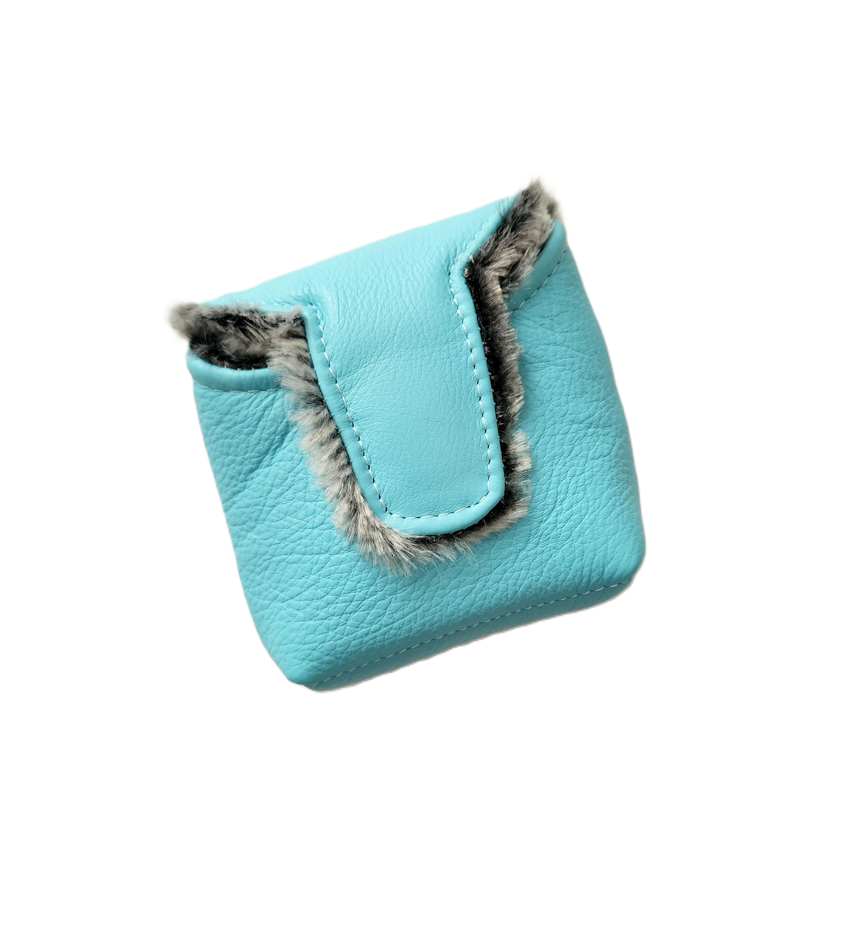 Light Blue & Holographic Metallic Silver Skull & Bones Mallet Putter headcover. - Robert Mark Golf
