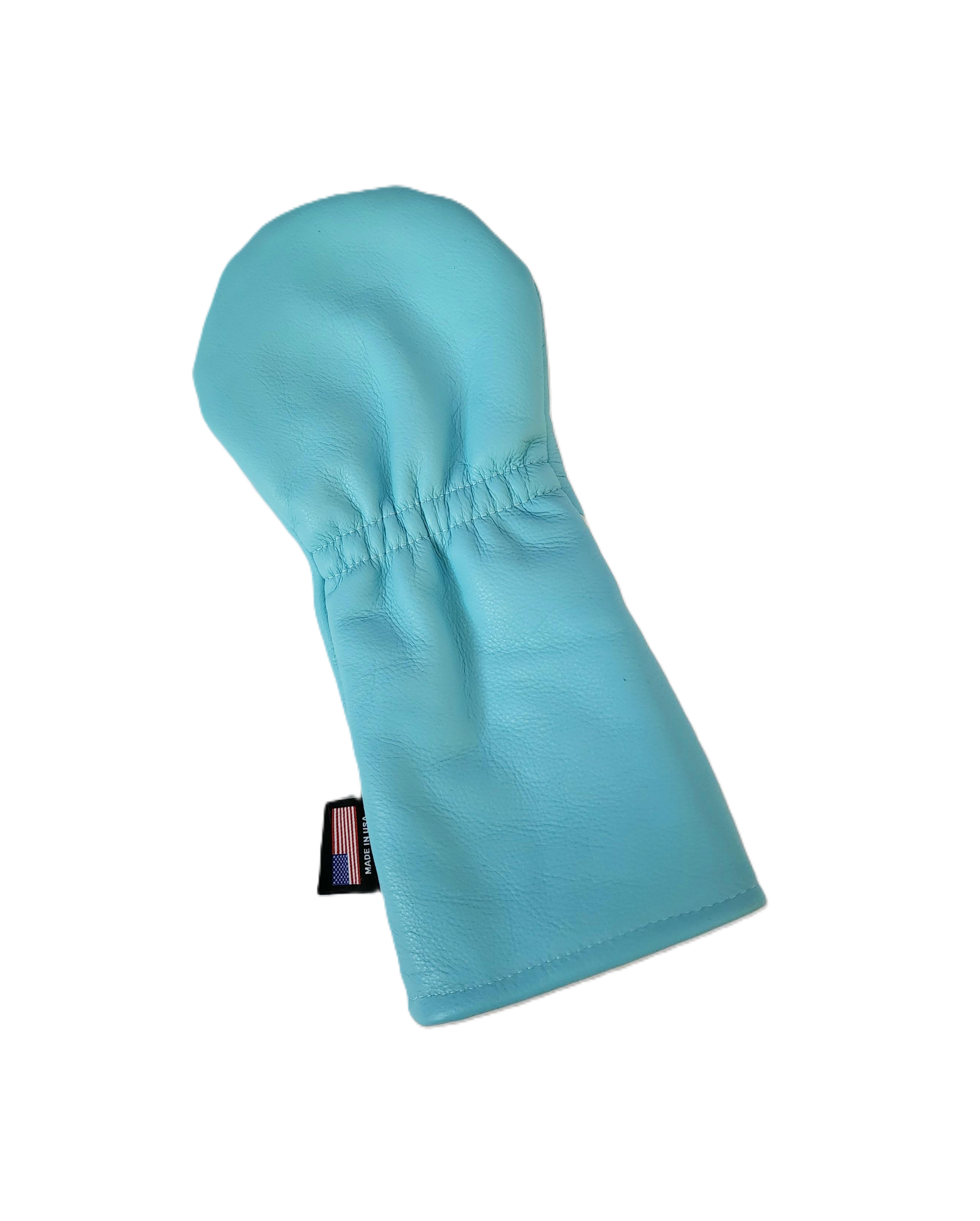 Tiffany Blue inspired & Holographic Metallic Silver Skull & Bones Driver headcover. - Robert Mark Golf