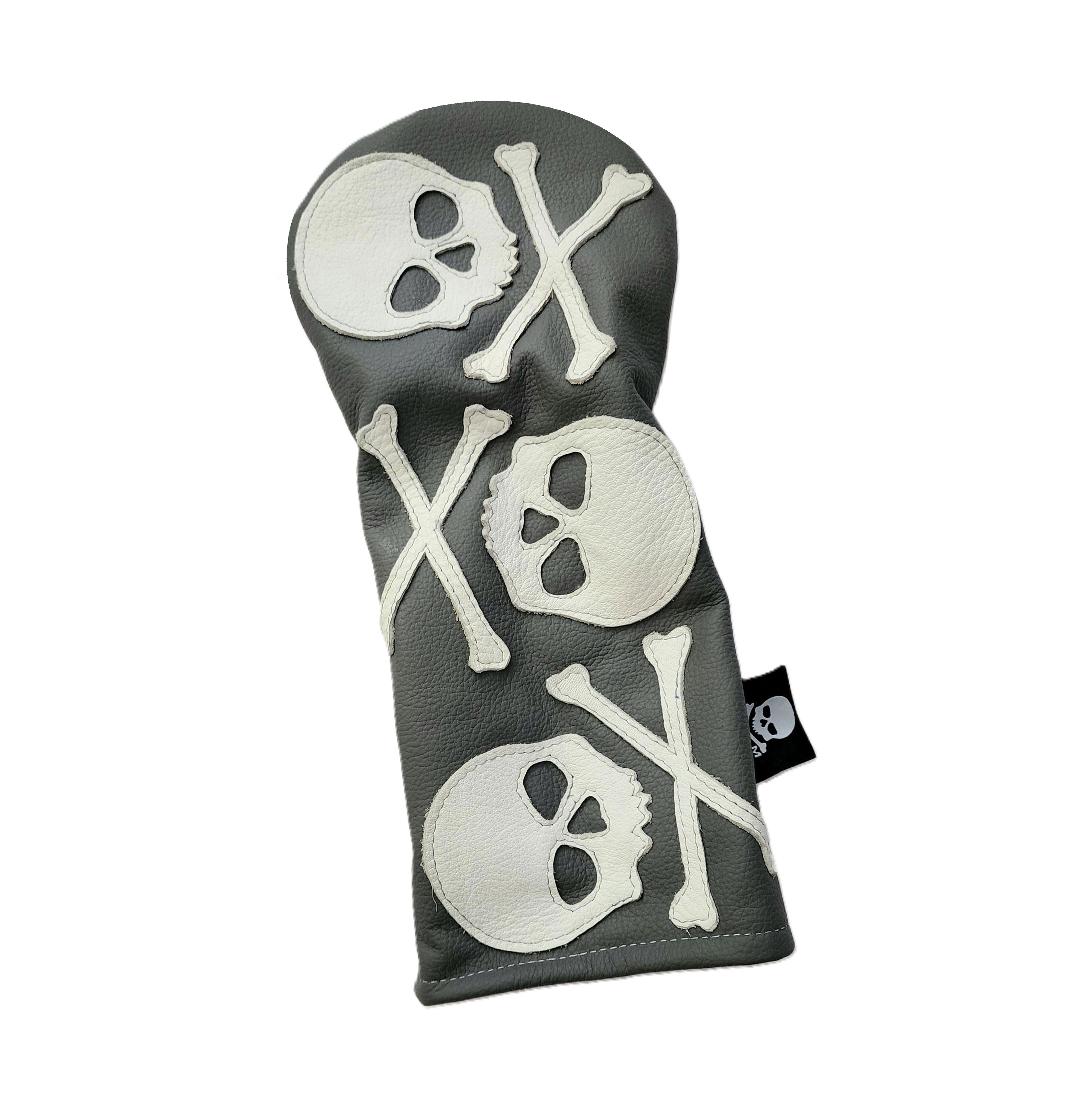 Robert Mark Golf "Dancing" triple skull and bones driver headcover with unique skull design for golf clubs.