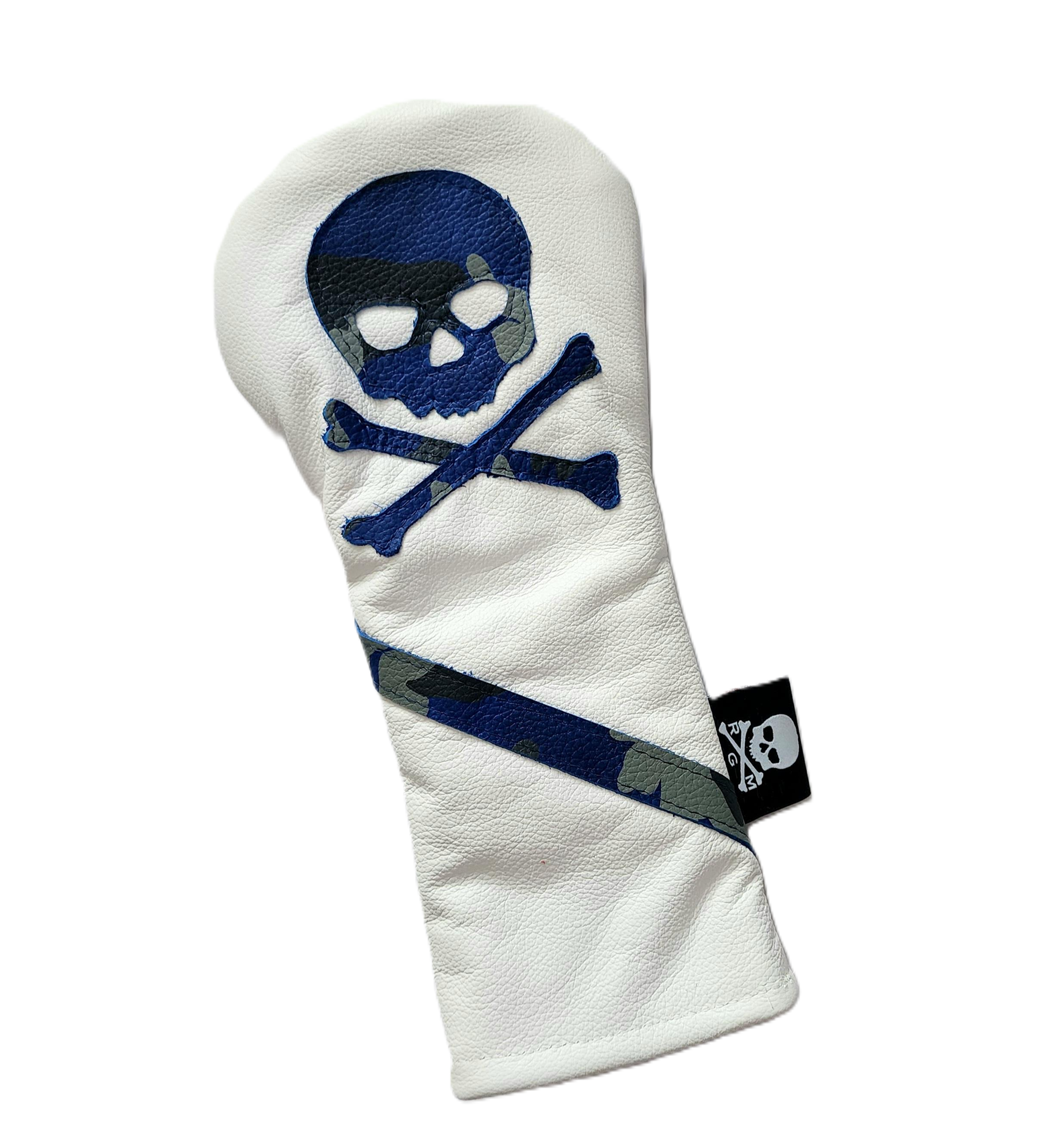 Blue Urban Camo Skull & Bones Fairway Wood headcover. - Robert Mark Golf
