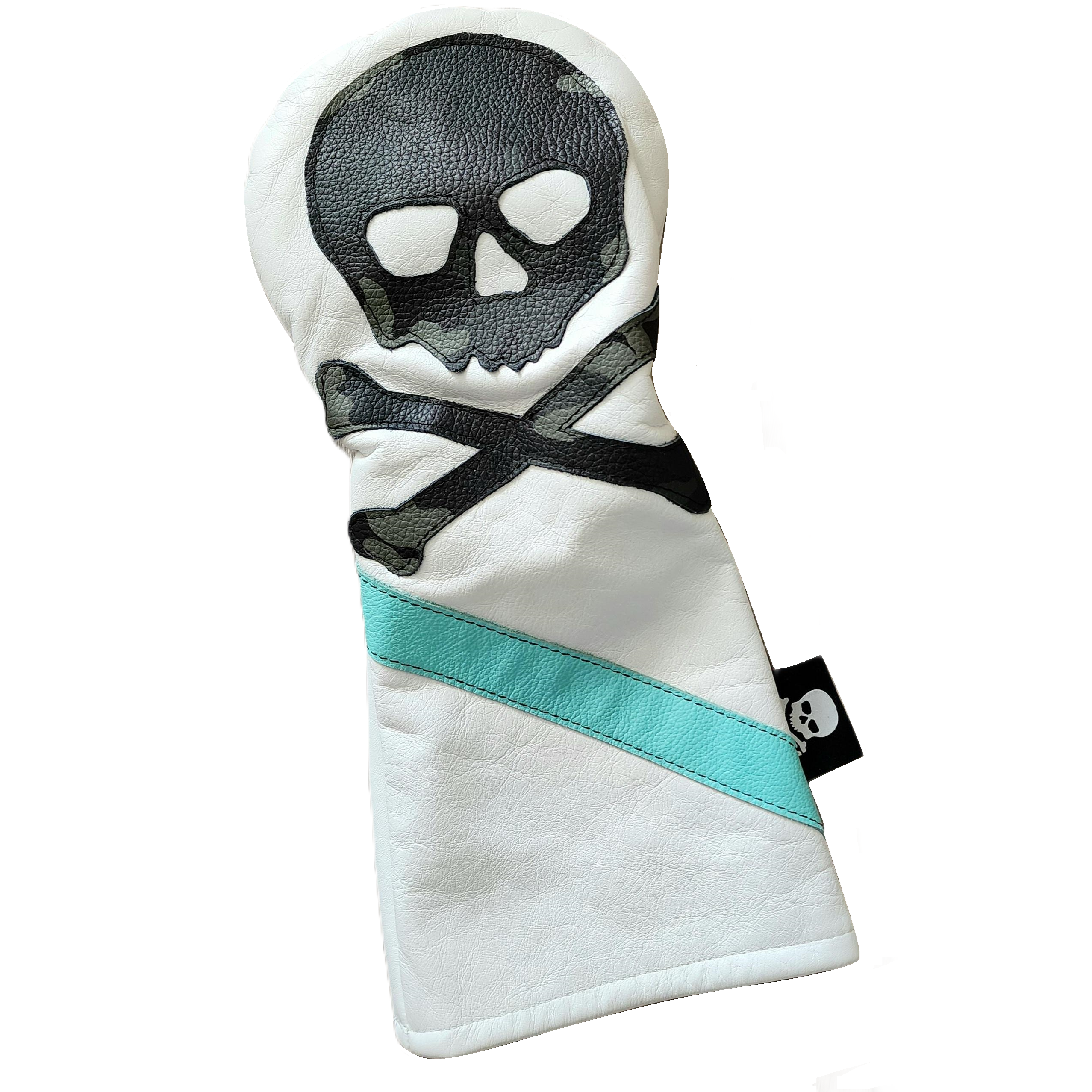 One of s Kind! Urban Camo Skull & Bones w/ Tiffany Blue stripe Driver headcover. - Robert Mark Golf