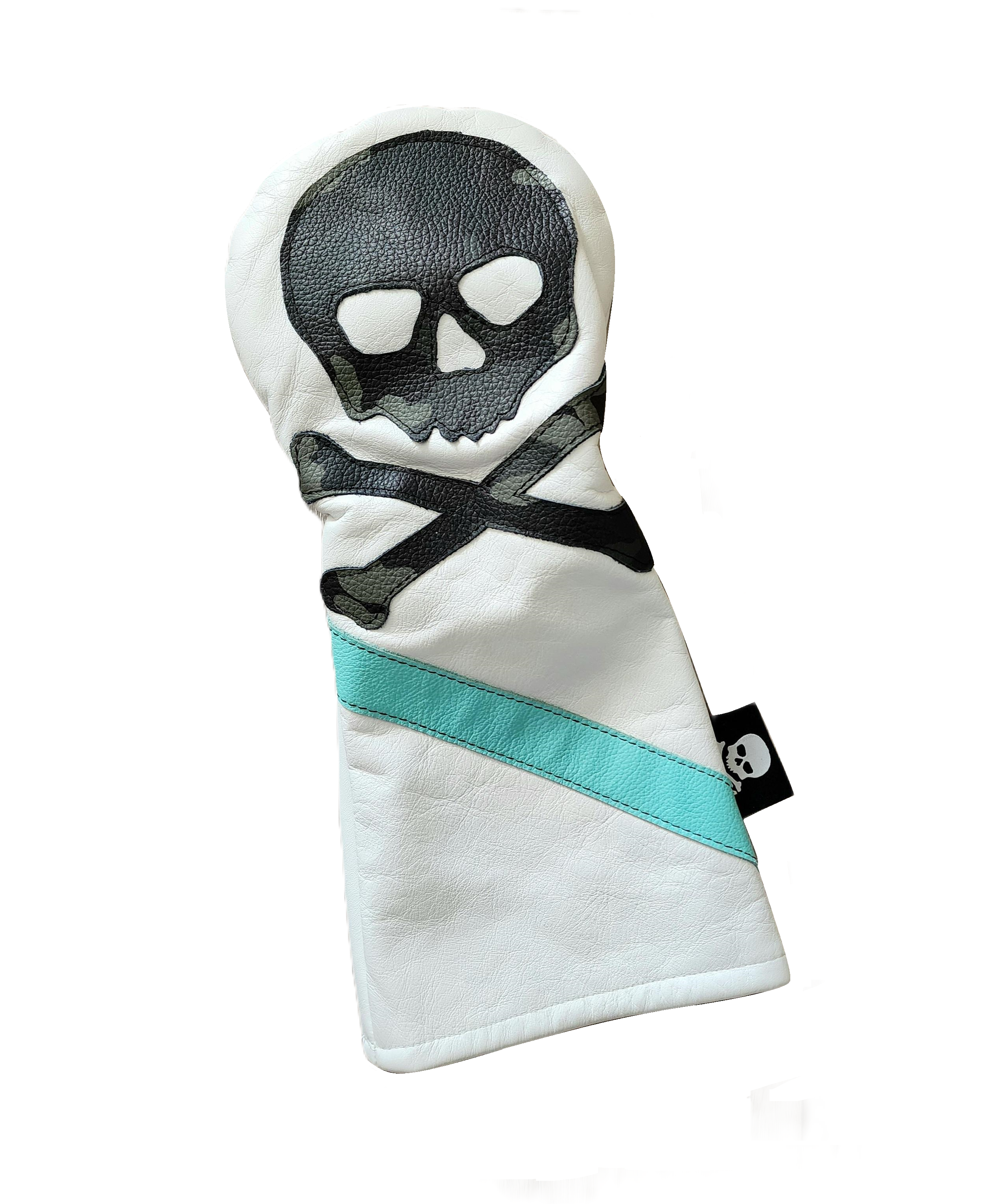 One of s Kind! Urban Camo Skull & Bones w/ Tiffany Blue stripe Driver headcover. - Robert Mark Golf