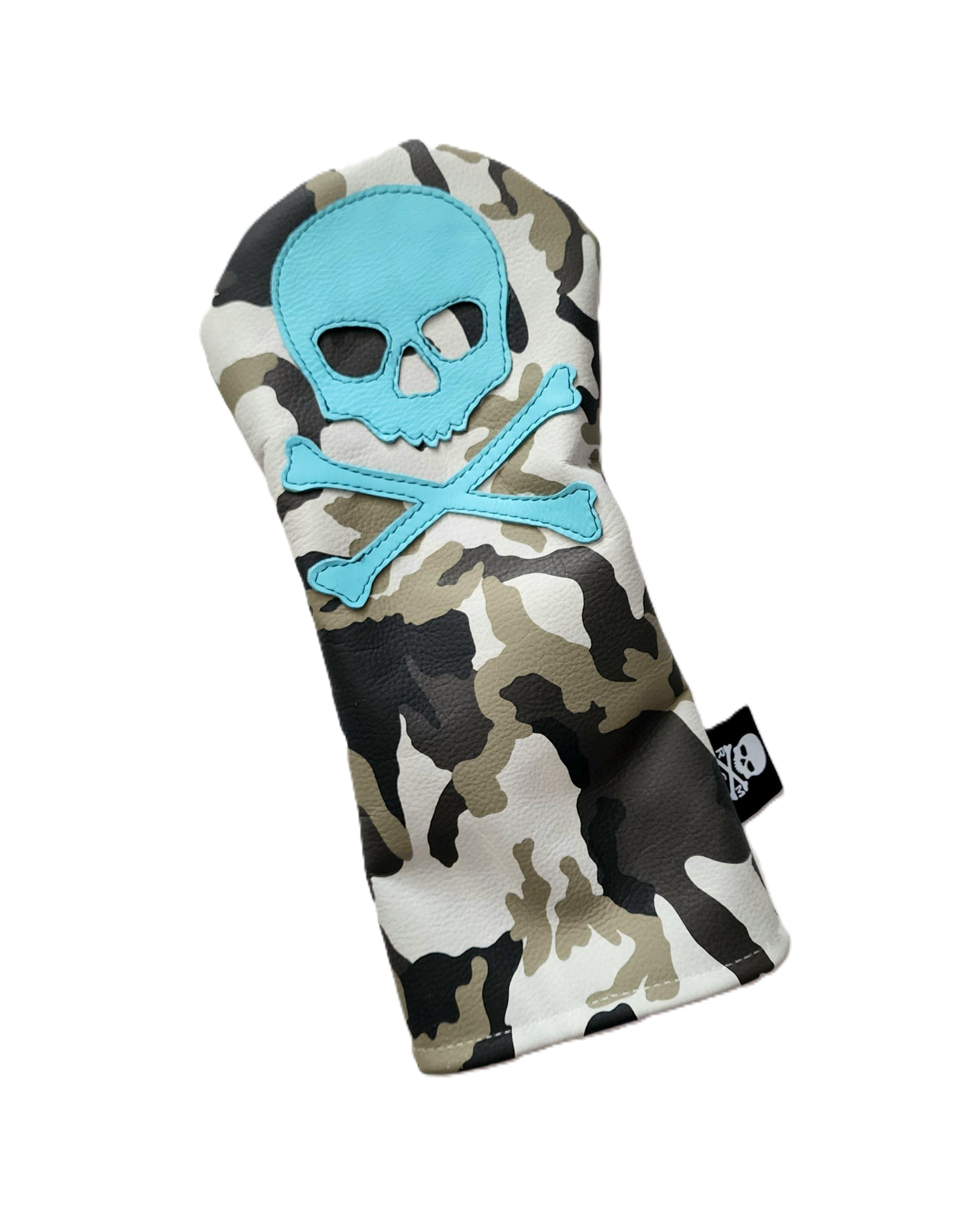 One of s Kind! Urban Camo, Tiffany Blue Skull & Bones Driver headcover. - Robert Mark Golf