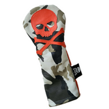 One of s Kind! Urban Camo, Hunting Orange Skull & Bones Fairway Wood headcover.