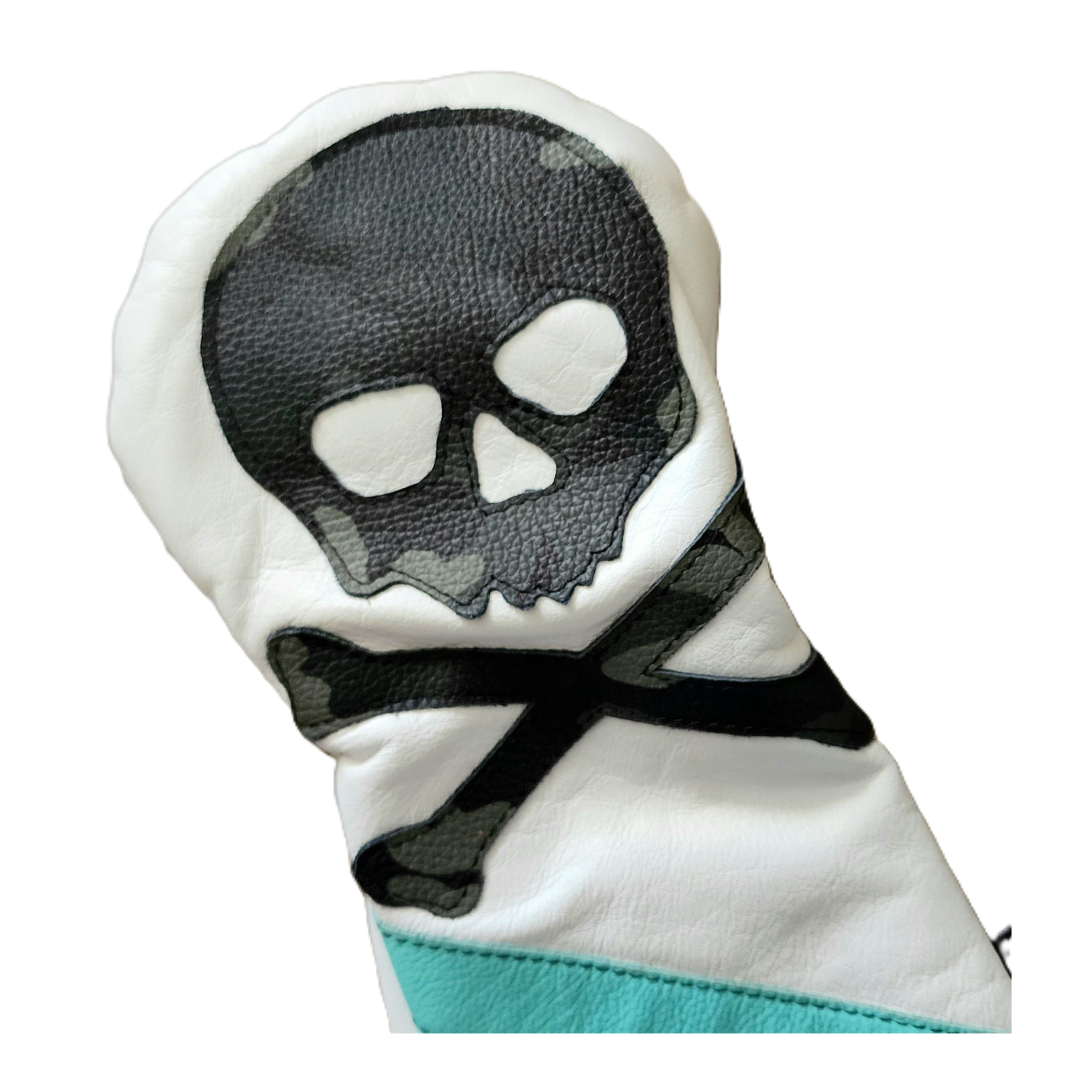 One of s Kind! Urban Camo Skull & Bones w/ Tiffany Blue stripe Driver headcover. - Robert Mark Golf