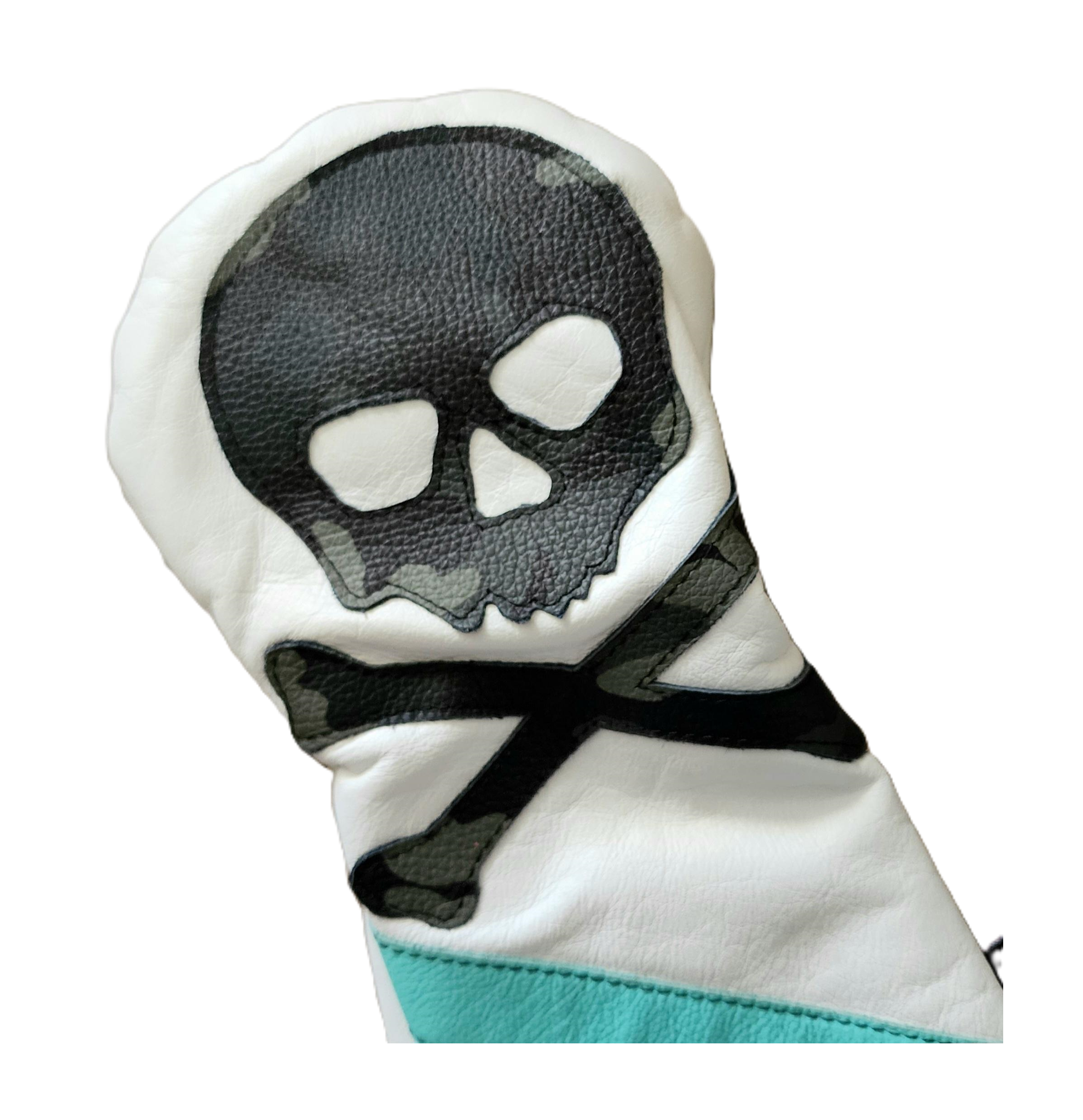 One of s Kind! Urban Camo Skull & Bones w/ Tiffany Blue stripe Driver headcover. - Robert Mark Golf