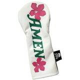 NEW! The RMG Masters/Augusta inspired Amen Azaleas Fairway Headcover! White front. - Robert Mark Golf