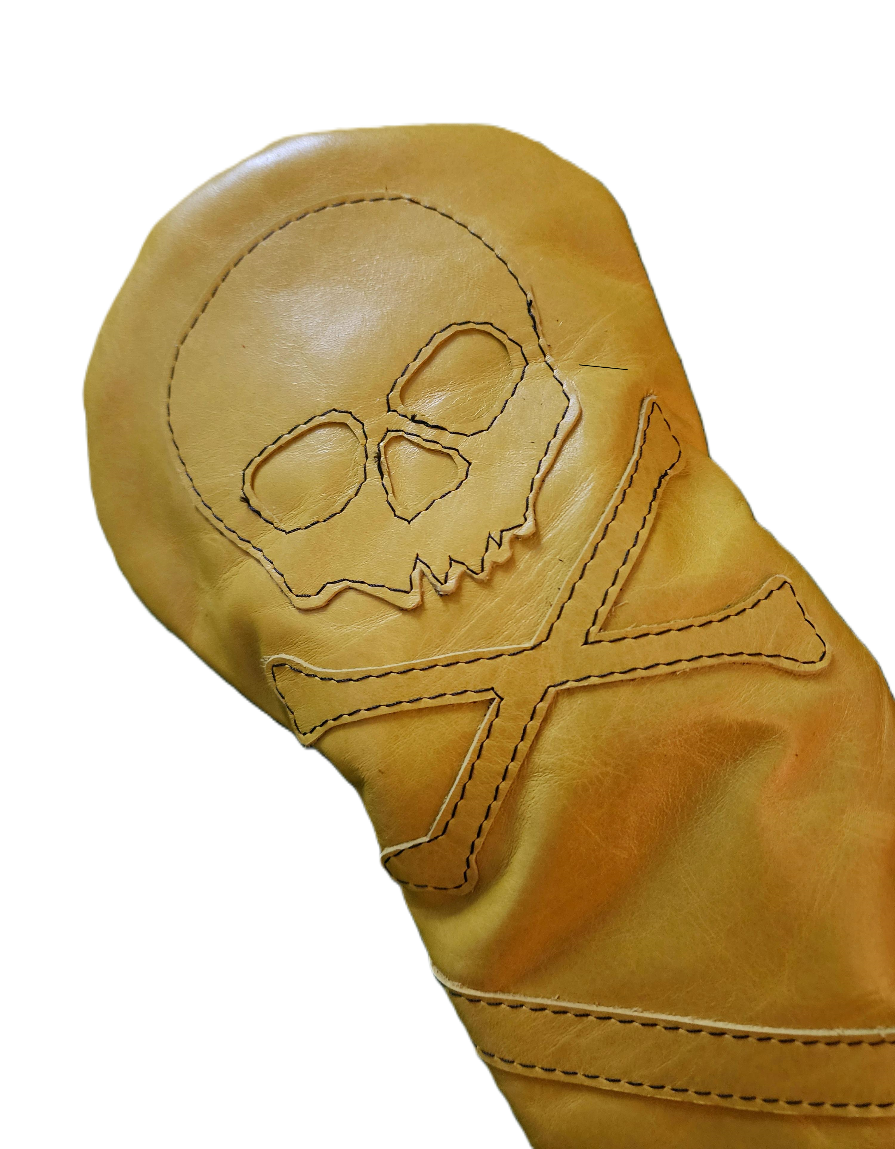 One-Of-A-Kind! Skull & Bones Acid Yellow Baseball Glove Fairway Wood Cover - Robert Mark Golf