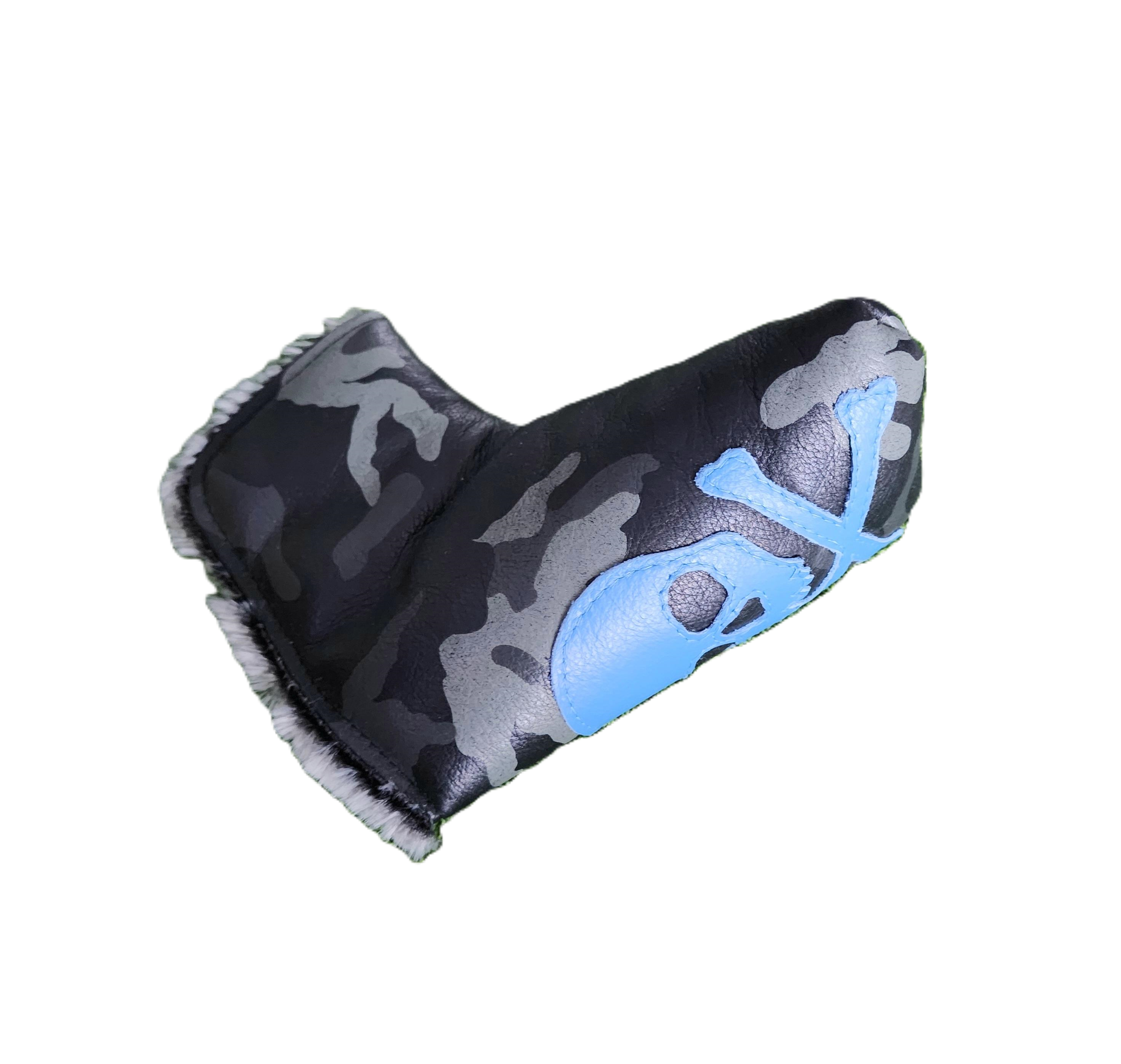 Limited Edition! Blue Urban Camo, Skull & Bones Blade Putter Headcover! - Robert Mark Golf