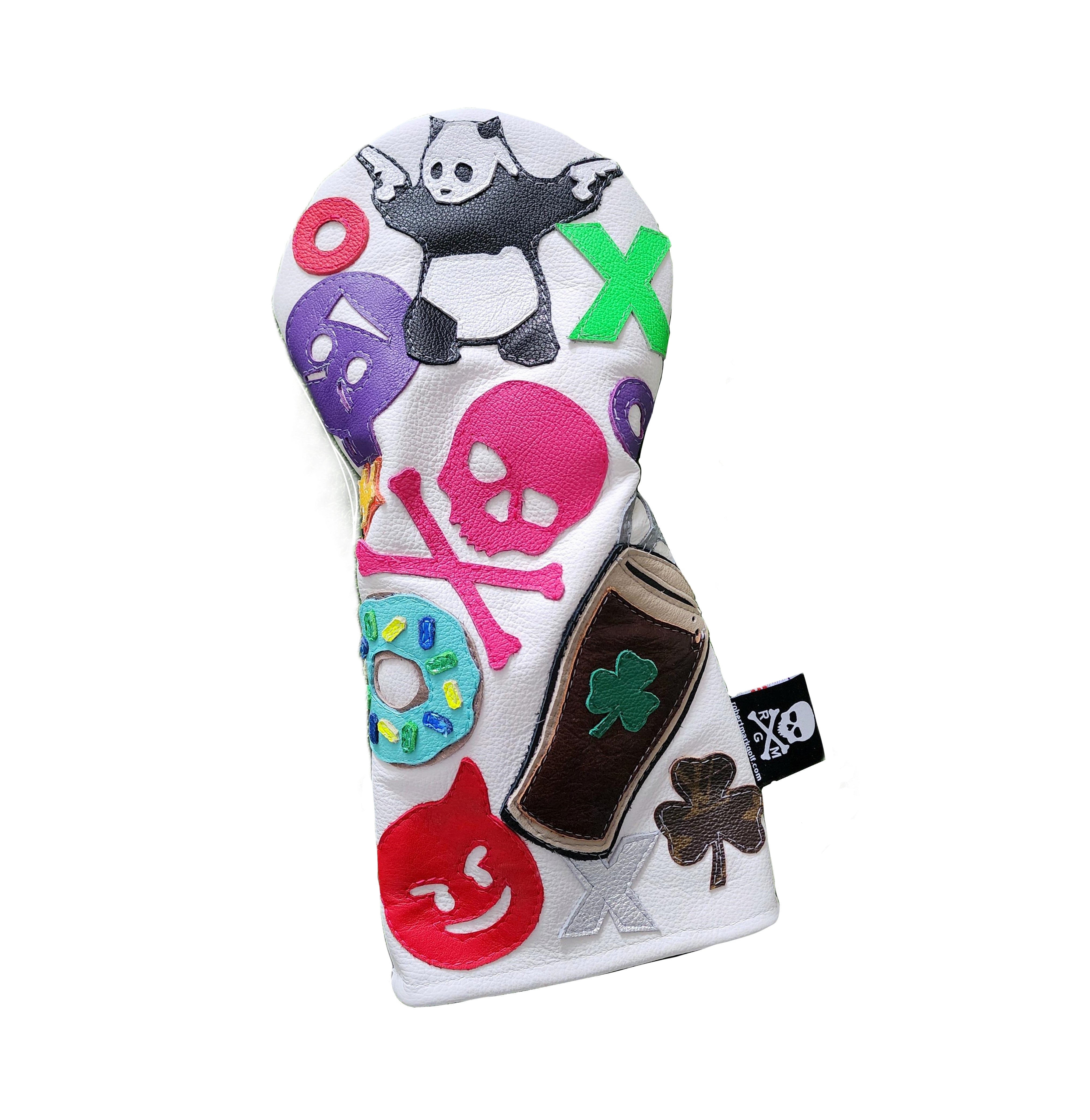 New! Rare! The RMG Collage Driver Headcover, LV, Panda, Bomb, Donut, Skull, etc. - Robert Mark Golf