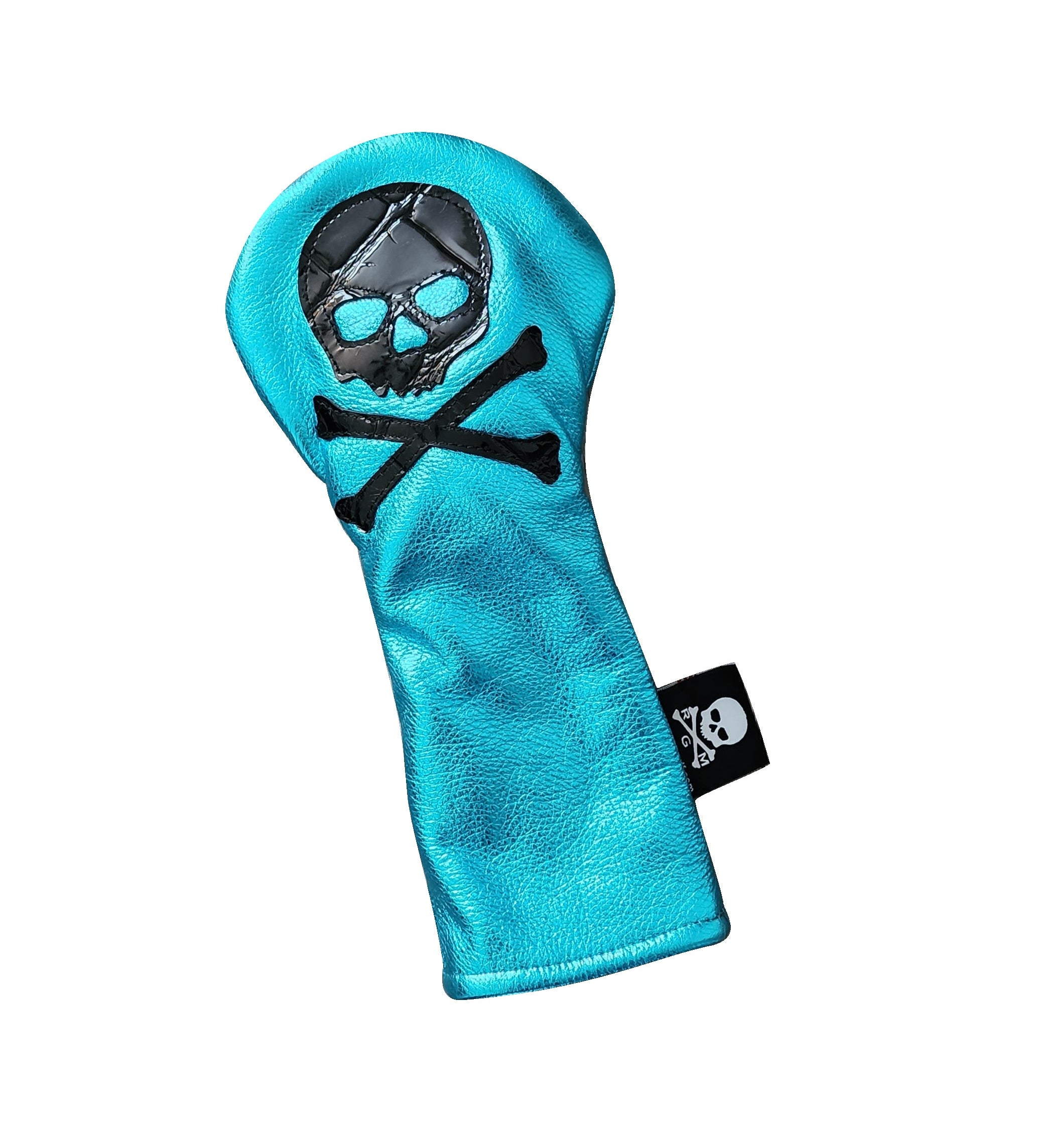 One-Of-A-Kind! Black Alligator Skull & Bones Metallic Blue Driver Headcover - Robert Mark Golf